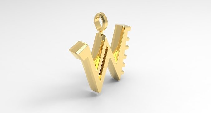 W Letter Pendant Gold 3D print model