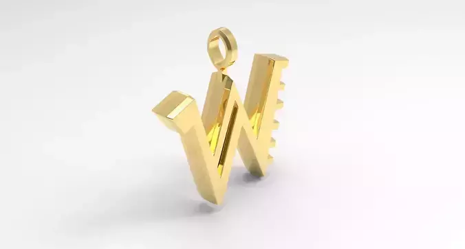 W Letter Pendant Gold 3D print model