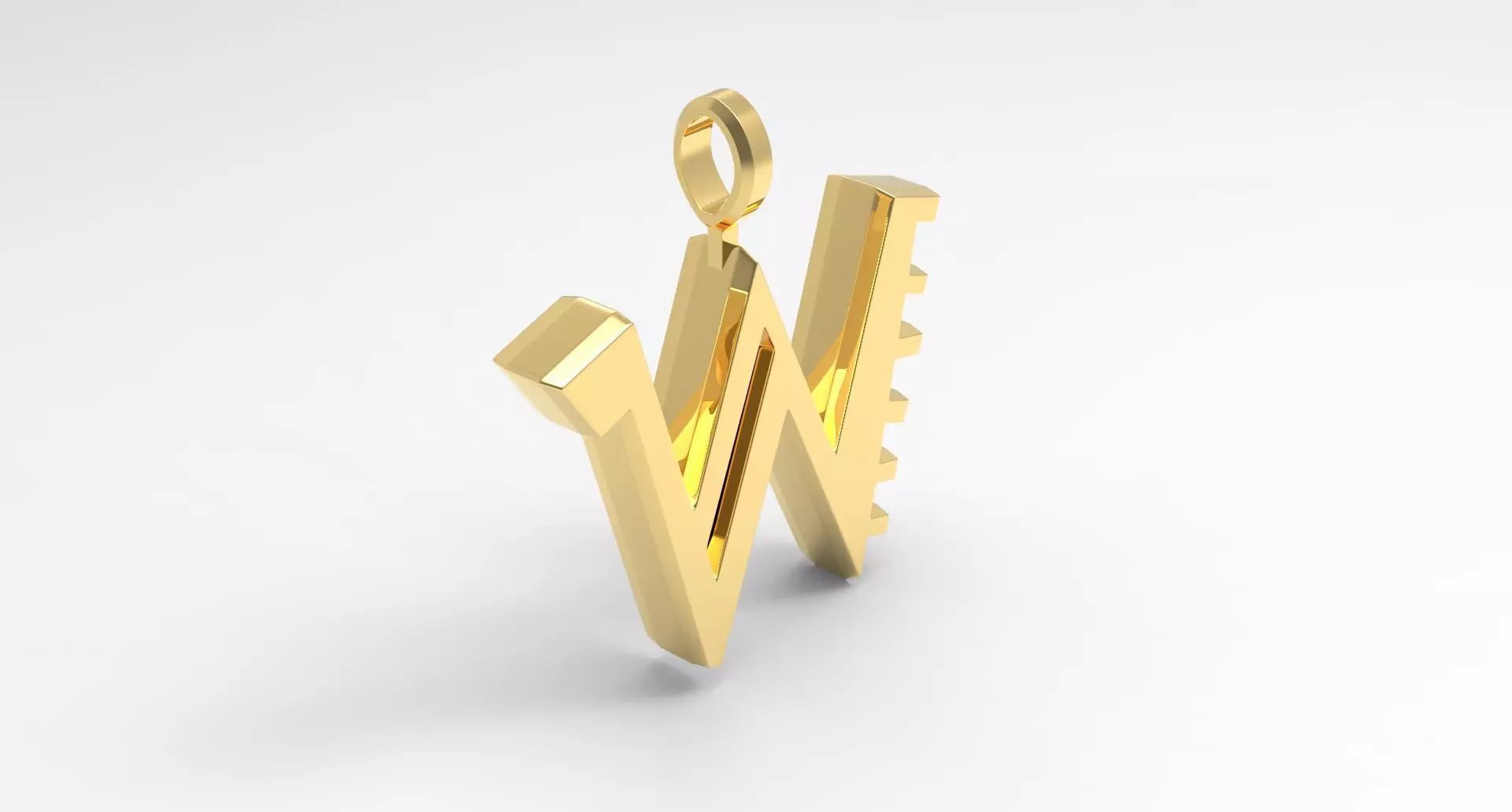 W Letter Pendant Gold 3D print model_0