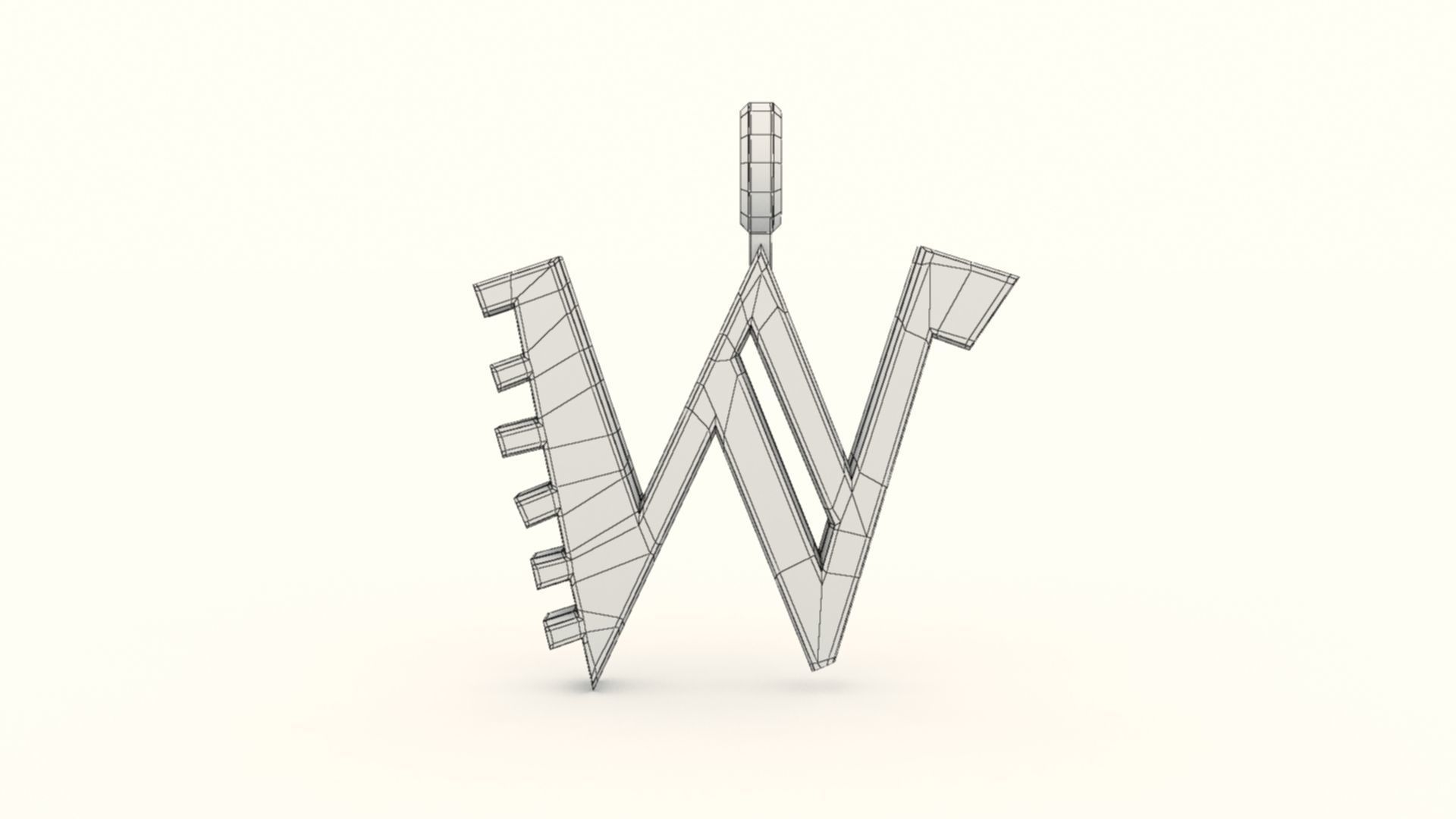 W Letter Pendant Gold 3D print model_10