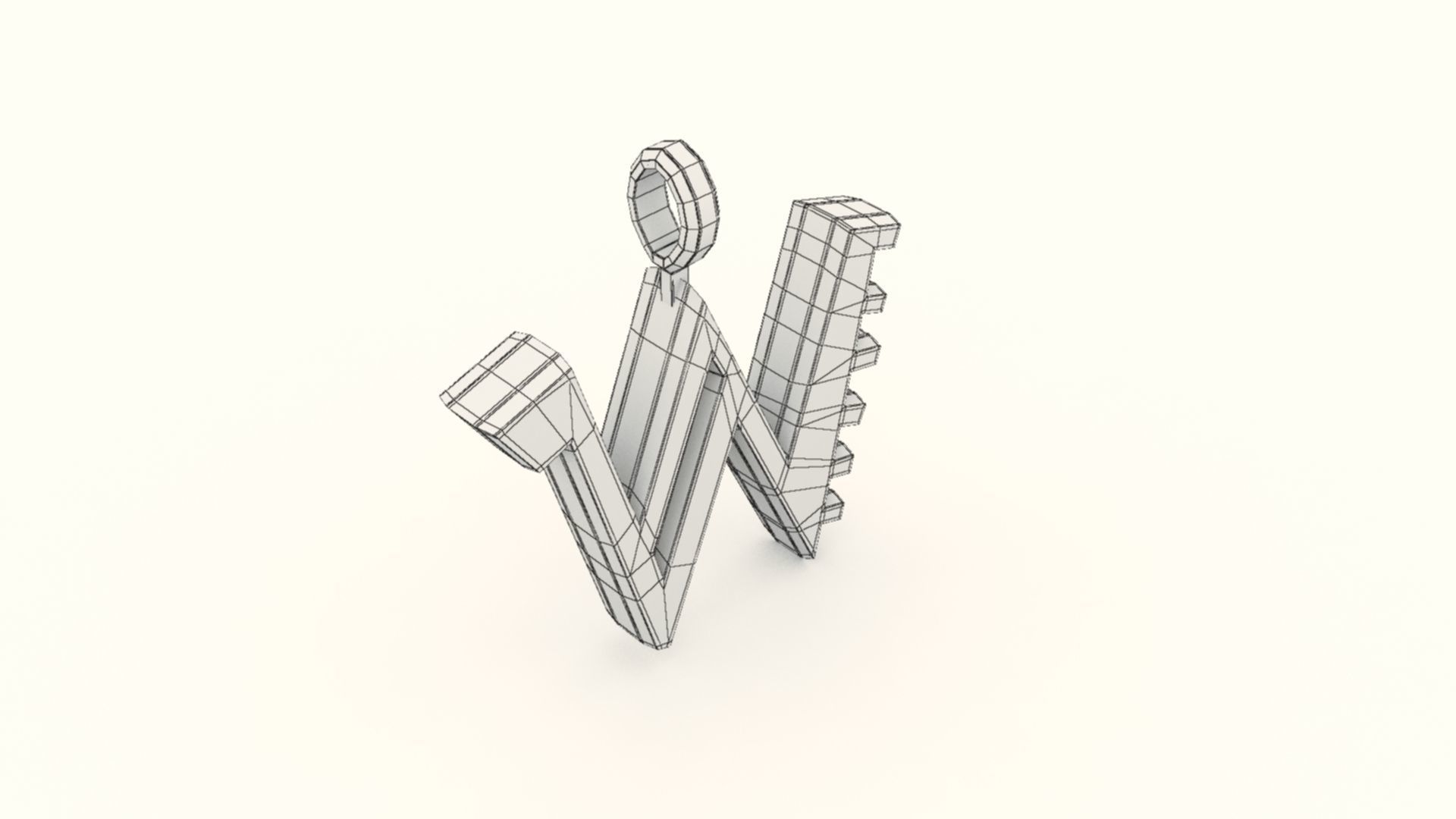 W Letter Pendant Gold 3D print model_8