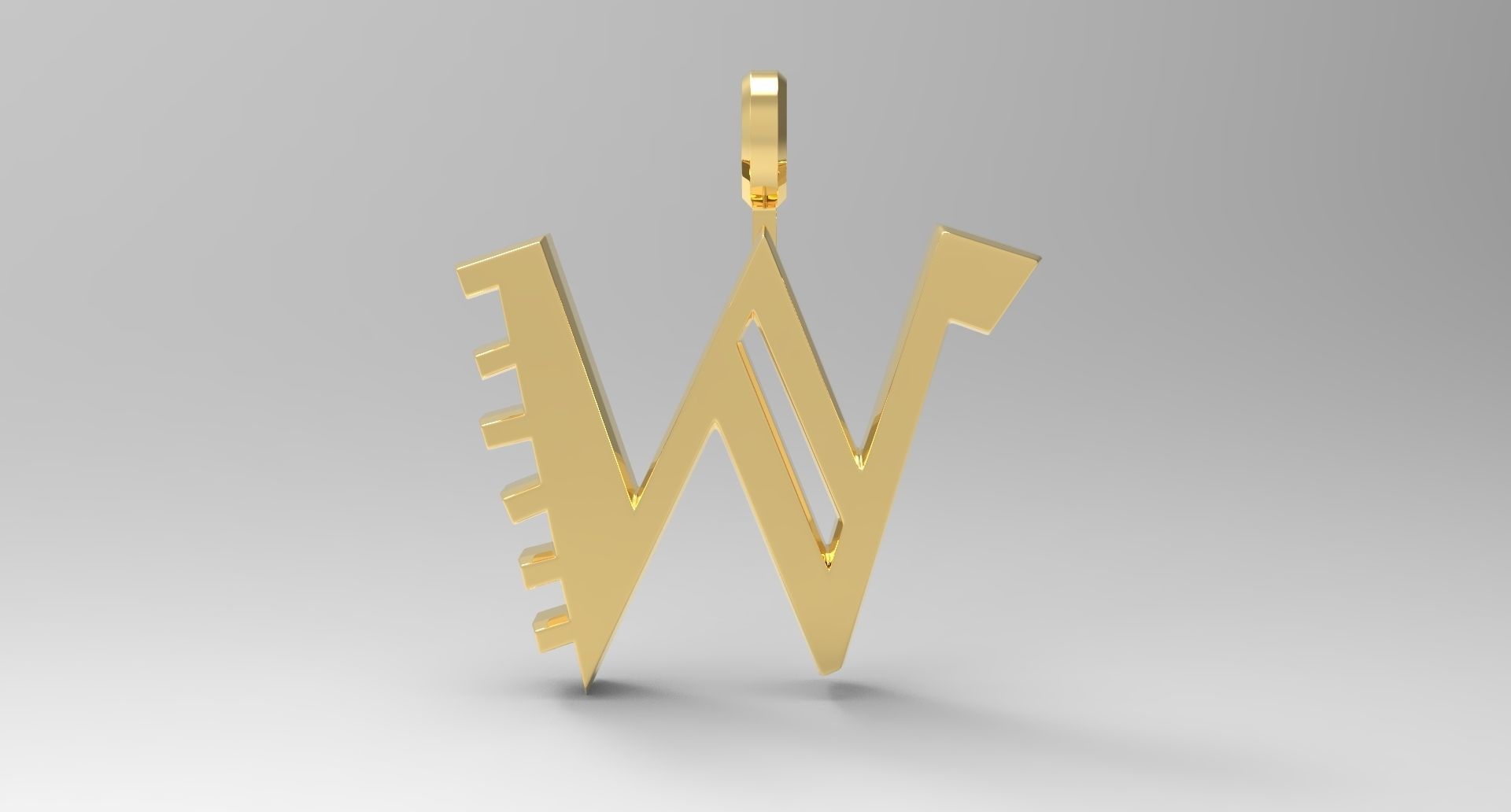W Letter Pendant Gold 3D print model_1