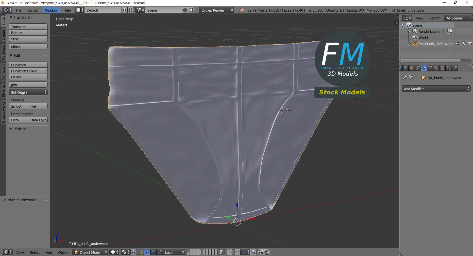 Flat briefs underwear 3D model_9