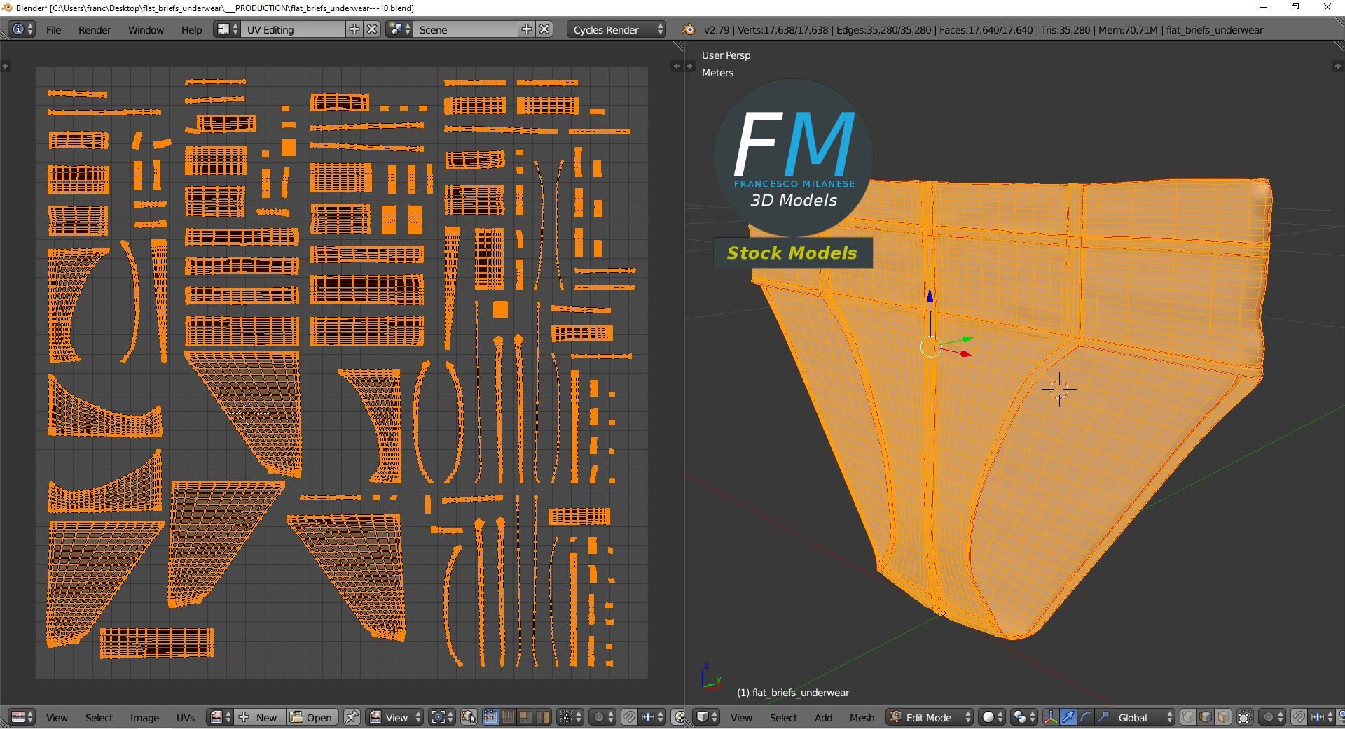 Flat briefs underwear 3D model_10