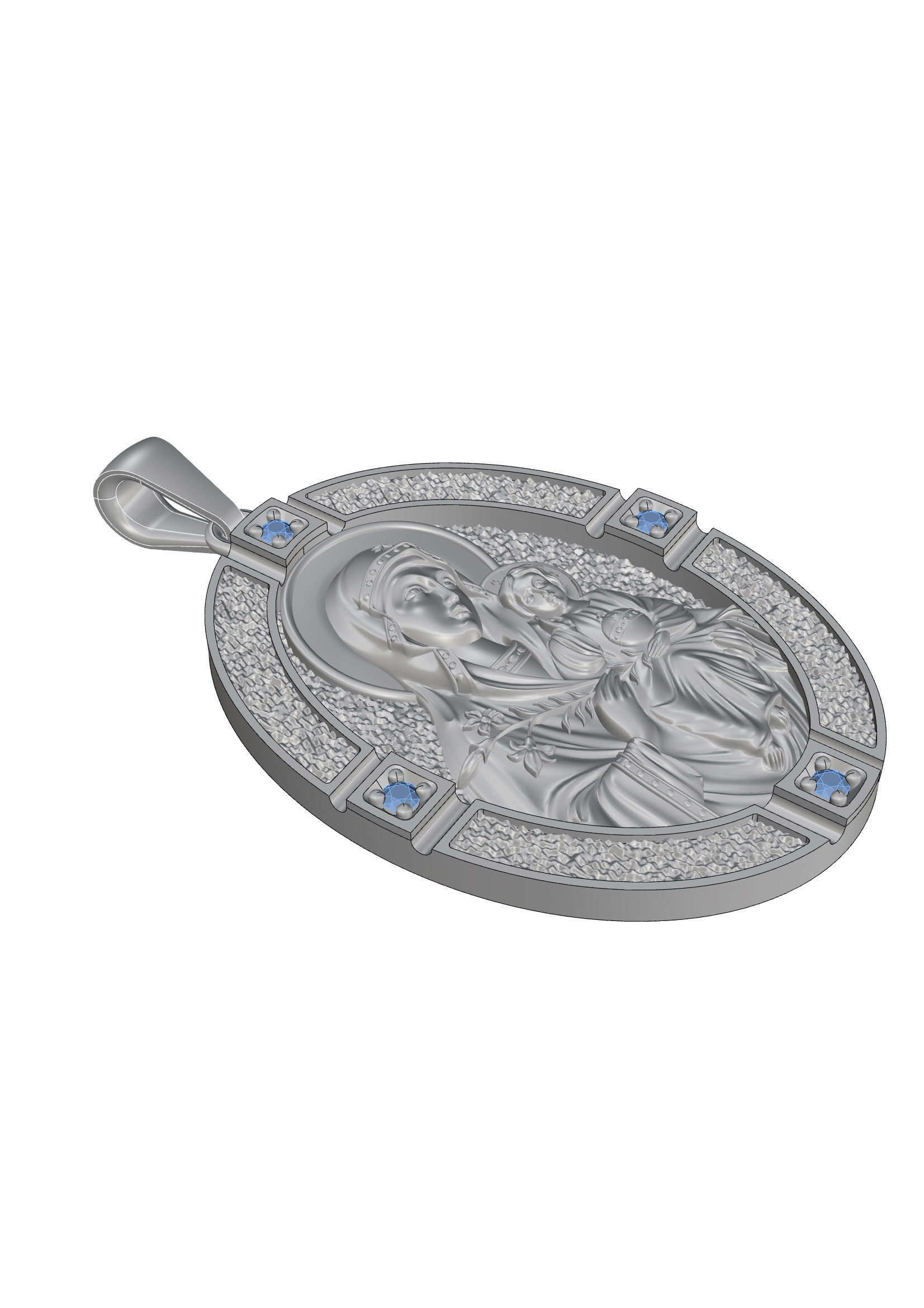 Pendant  Mary with Baby Jesus  3D print model_5