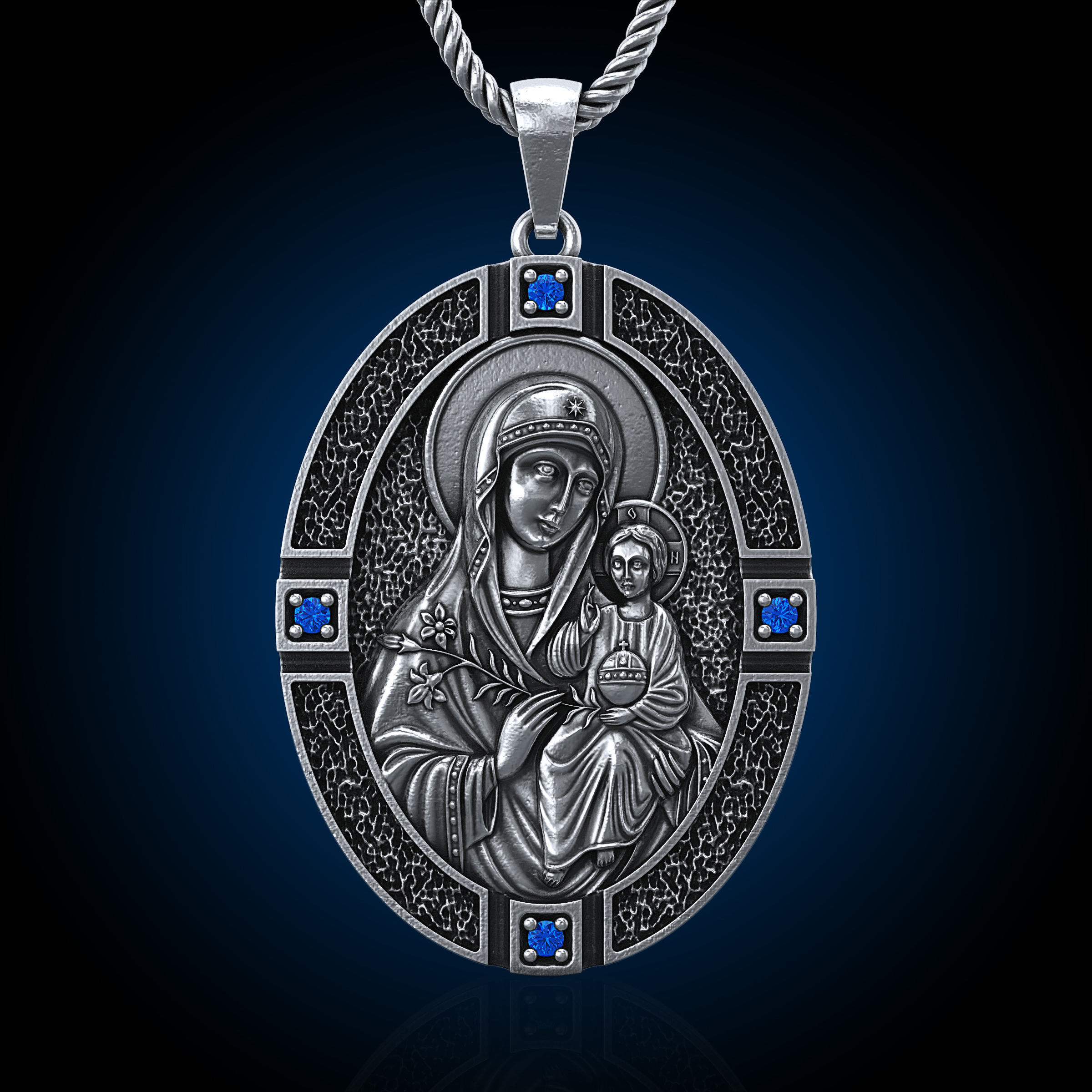 Pendant  Mary with Baby Jesus  3D print model_10