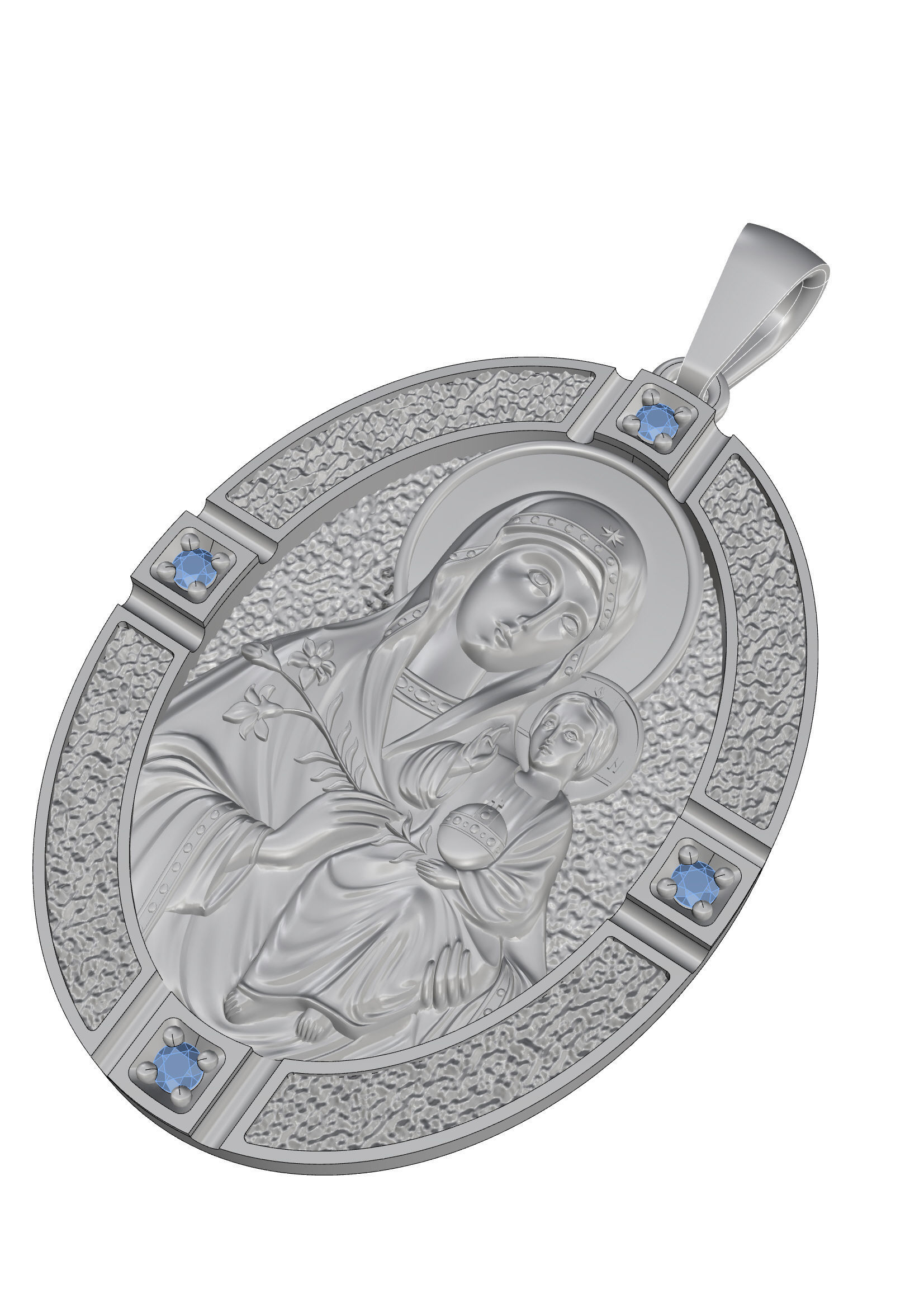 Pendant  Mary with Baby Jesus  3D print model_4