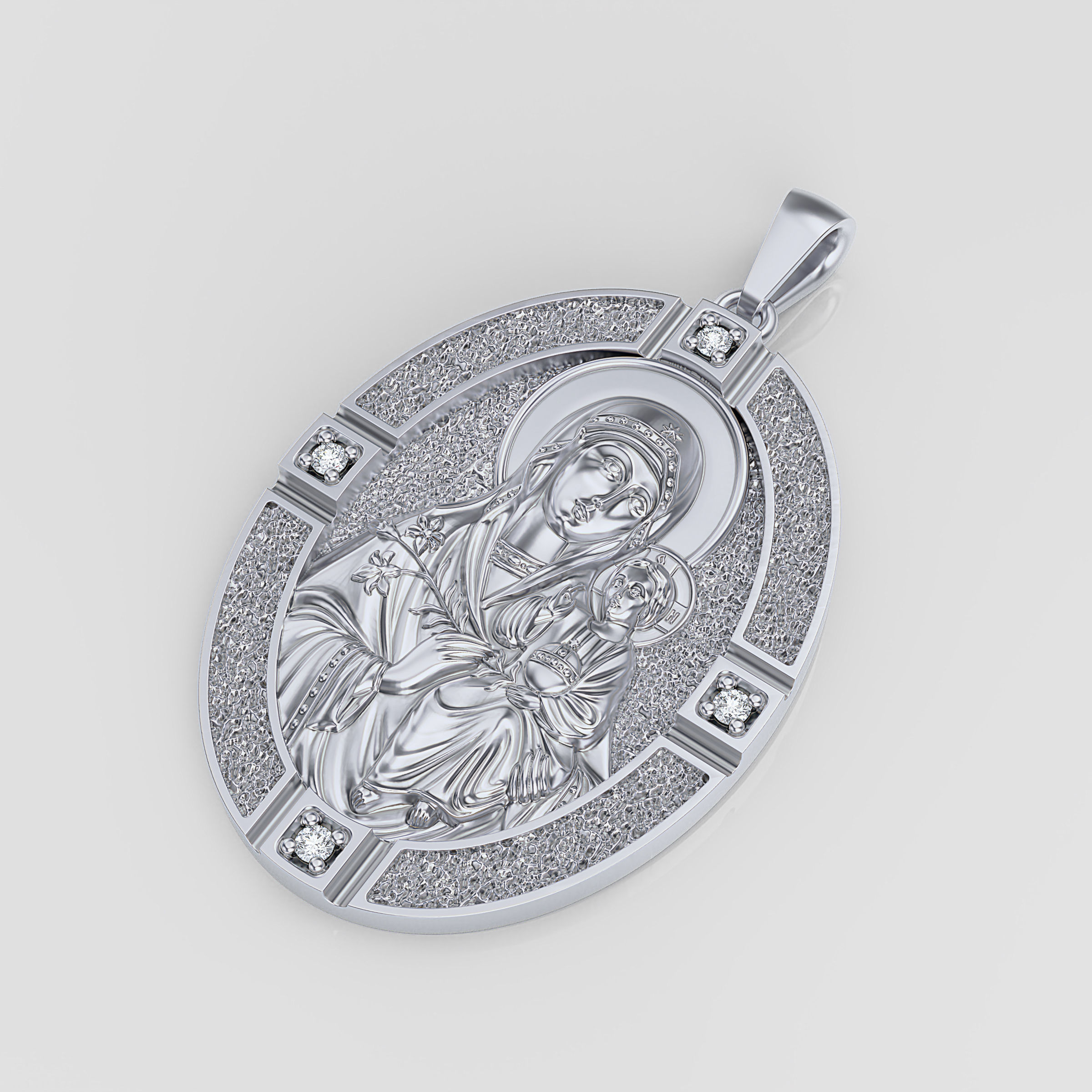 Pendant  Mary with Baby Jesus  3D print model_11