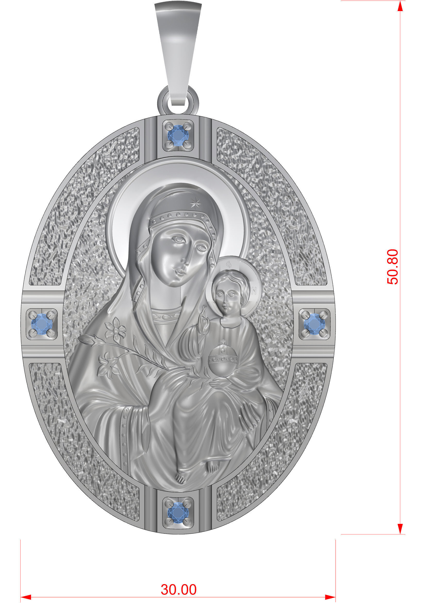 Pendant  Mary with Baby Jesus  3D print model_7
