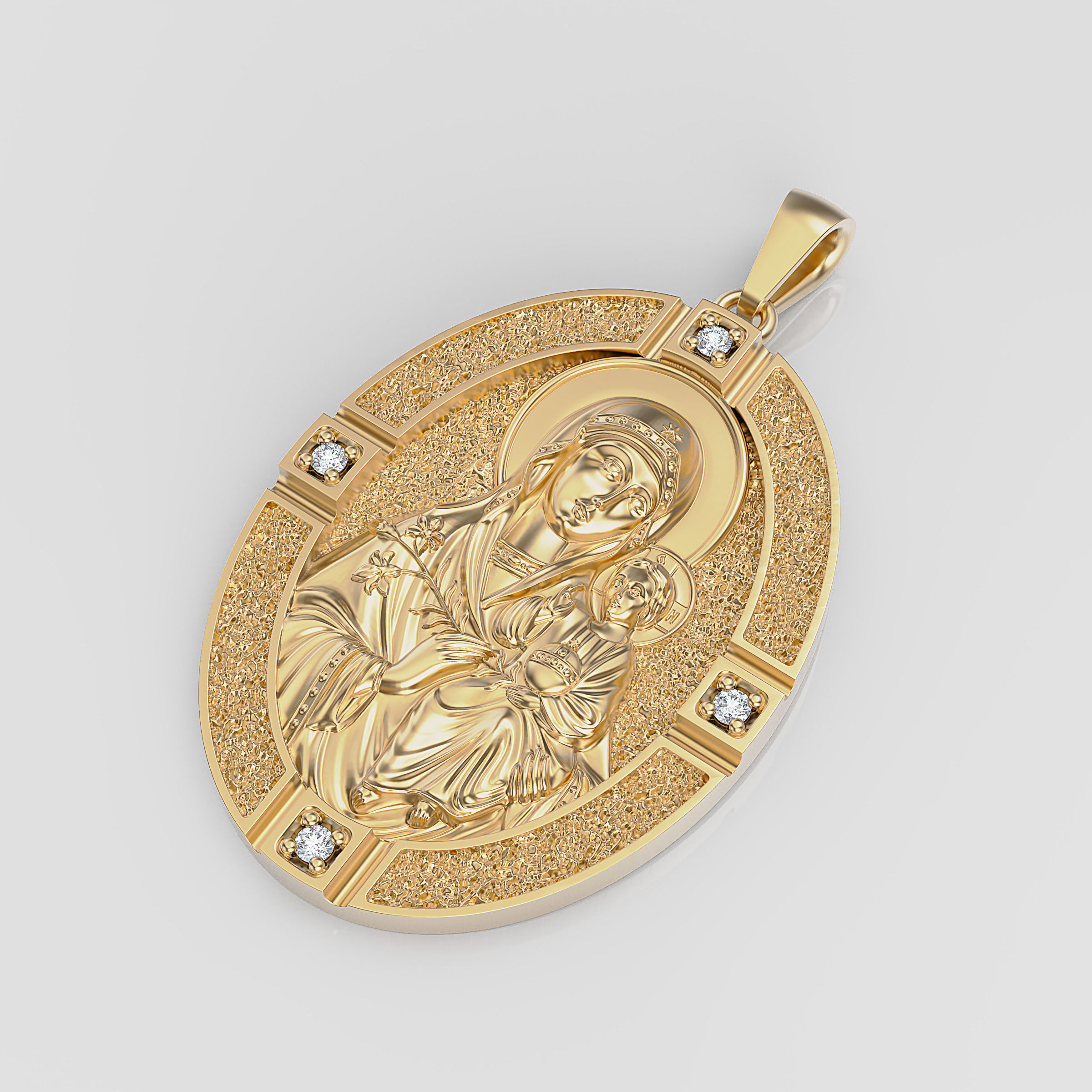 Pendant  Mary with Baby Jesus  3D print model_9