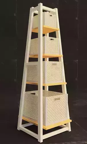 straw baskets on shelf 3D model