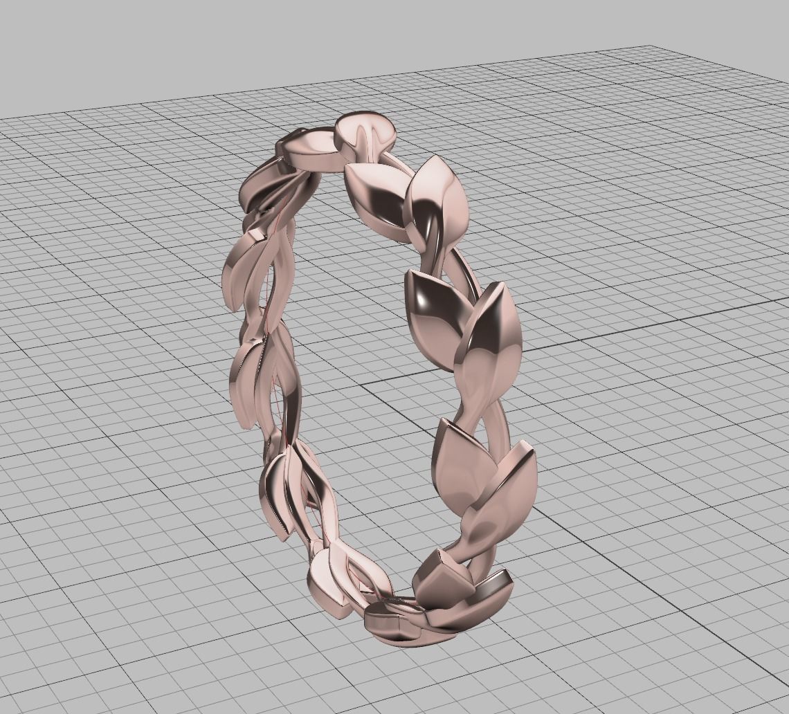 Leaves Floral Wedding band ring 3dmodel Own design 3D print model_13