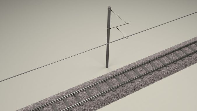 Train Track Electrified 3D model
