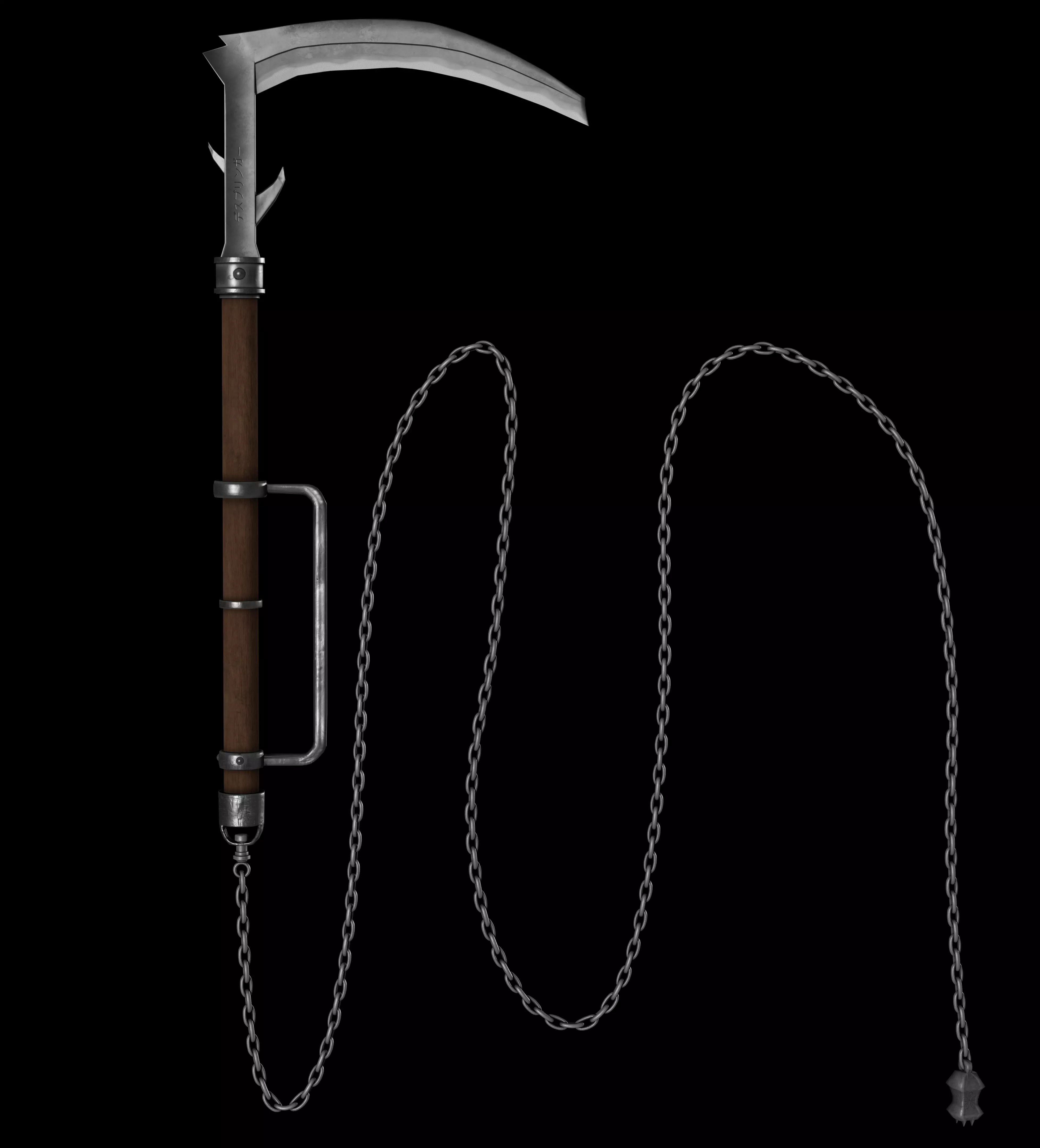 Kusarigama death scythe Free low-poly 3D model
