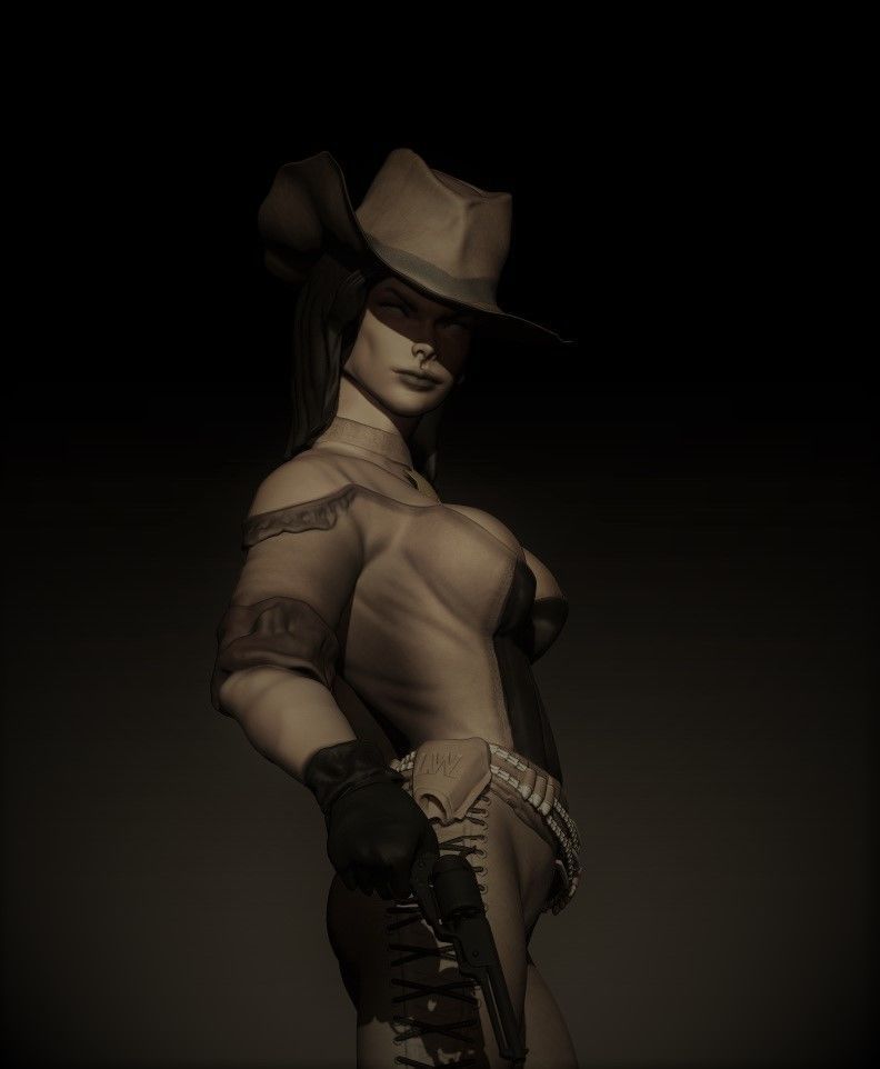 Wester Girl 70cm 3D print model_3