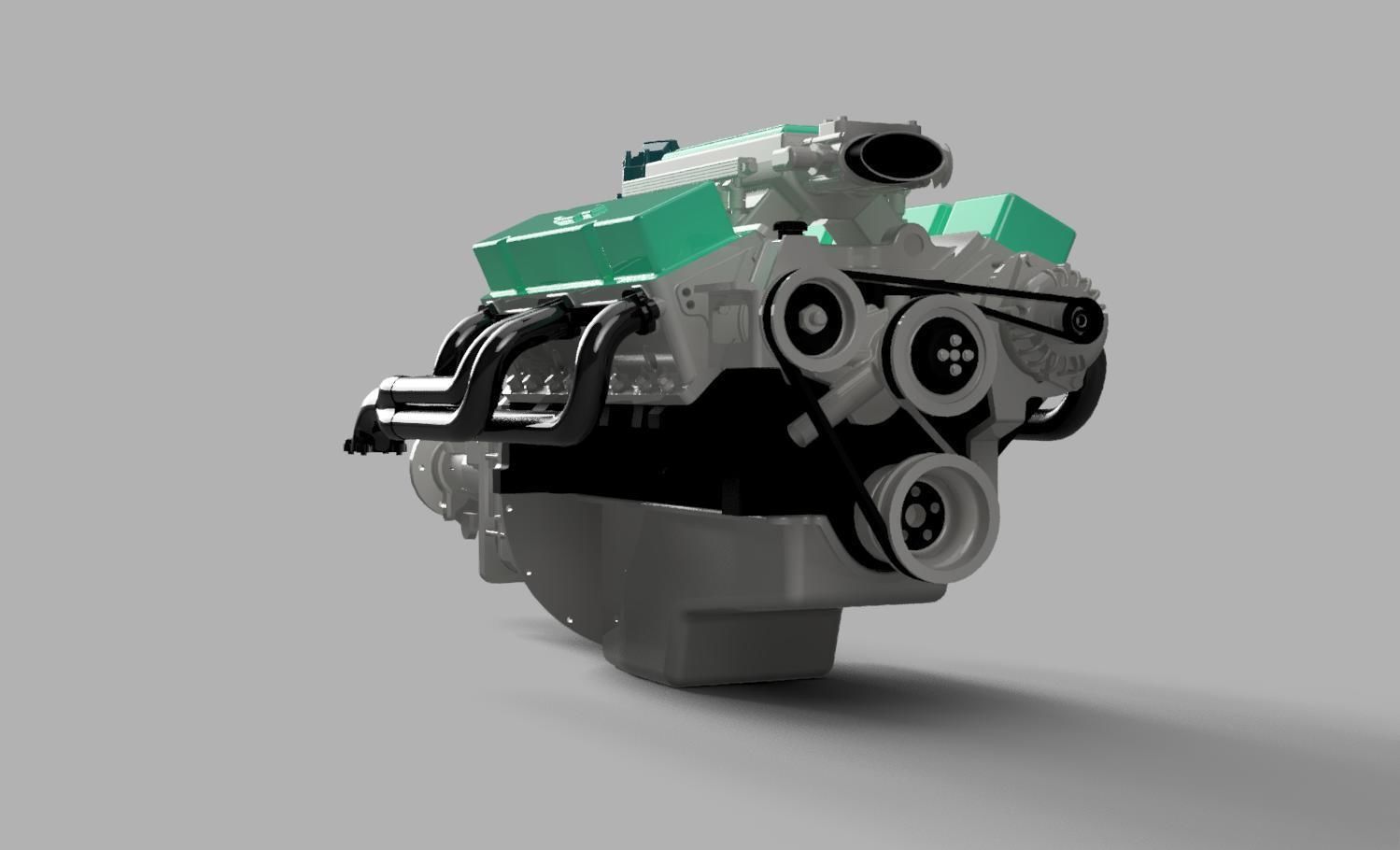 1-12 scale Chevrolet engine and transmision 3D print model_4