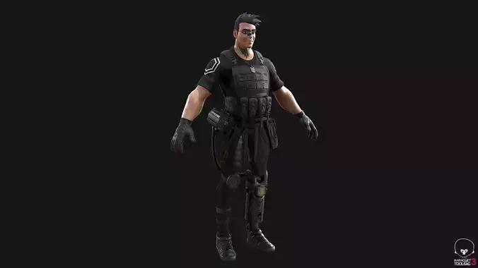 Character Game Ready PBR soldier Low-poly 3D model