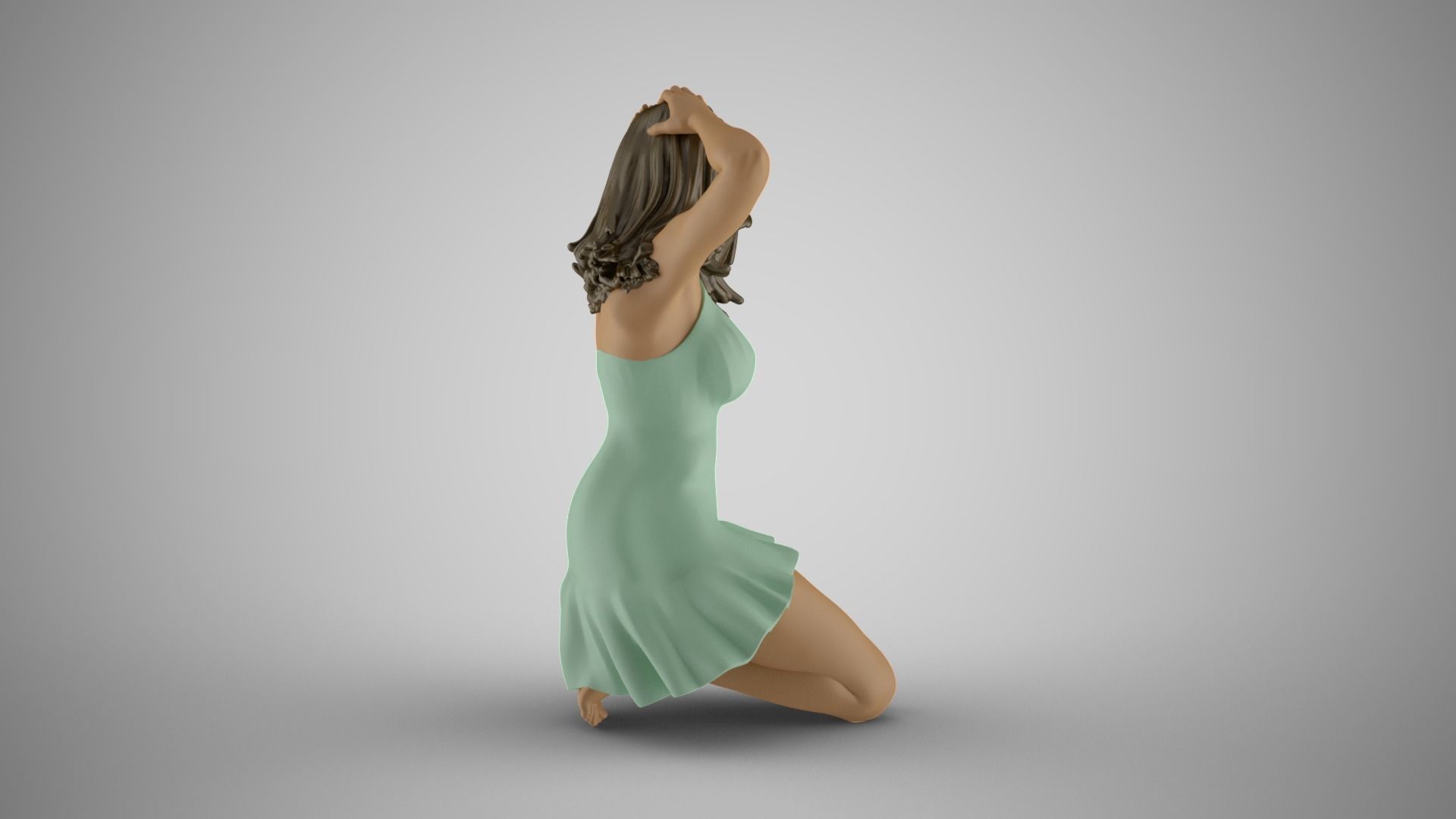 Girl Sitting on Knees 3D print model_6