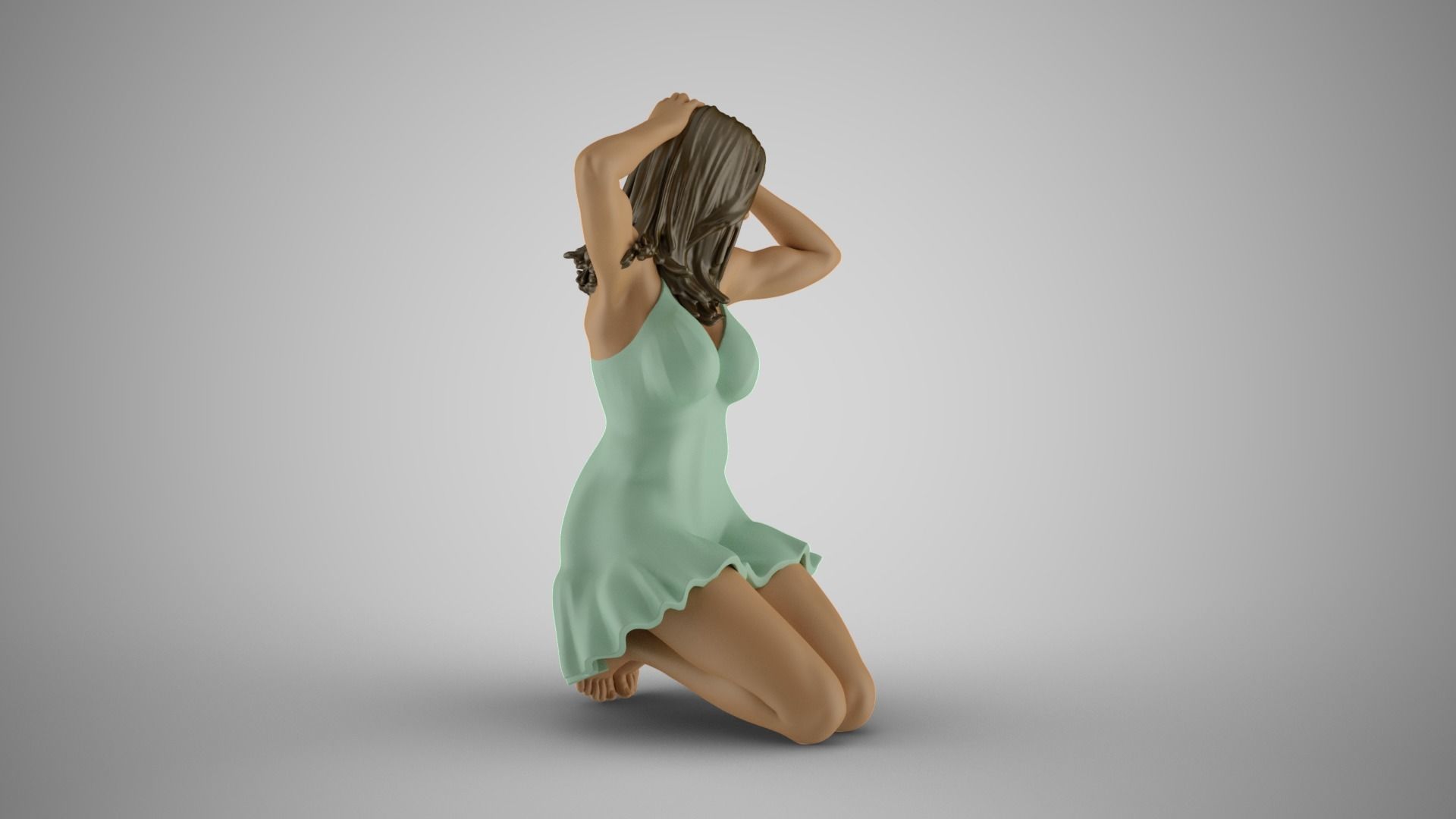 Girl Sitting on Knees 3D print model_5