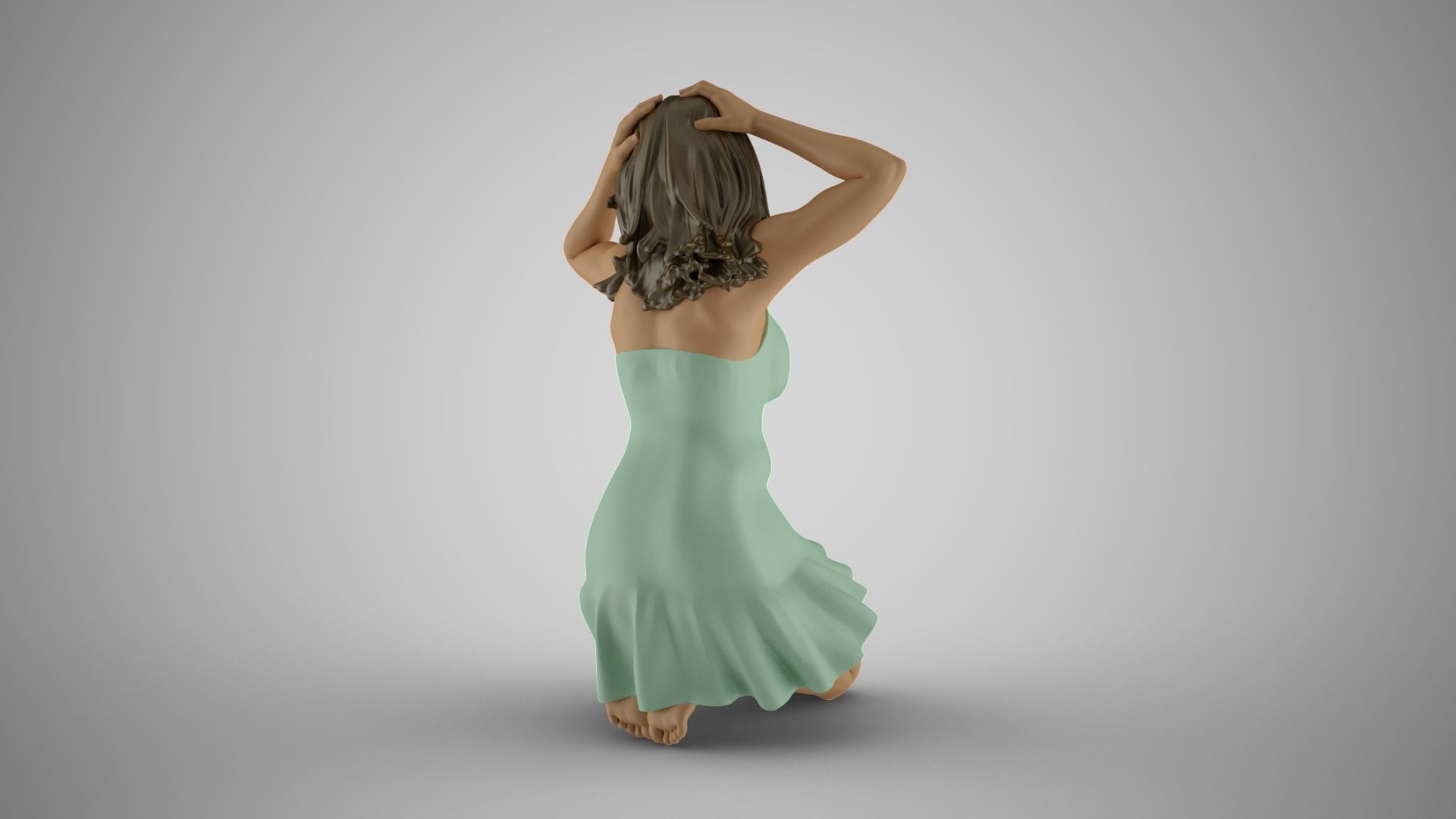 Girl Sitting on Knees 3D print model_7