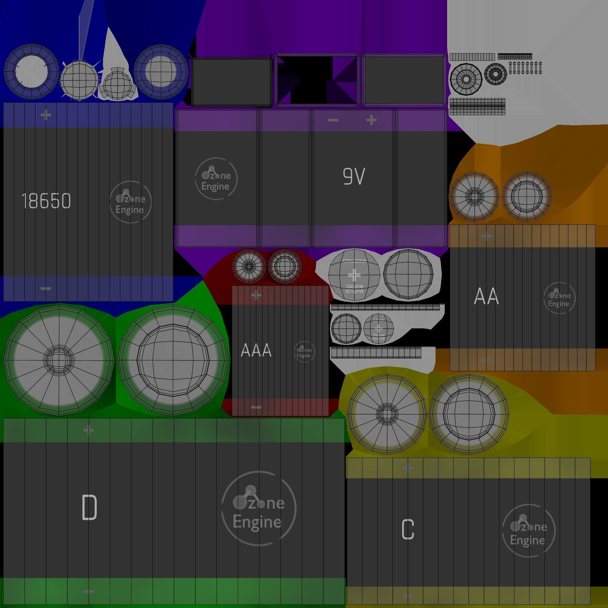 ModProp Battery Collection Low-poly 3D model_5