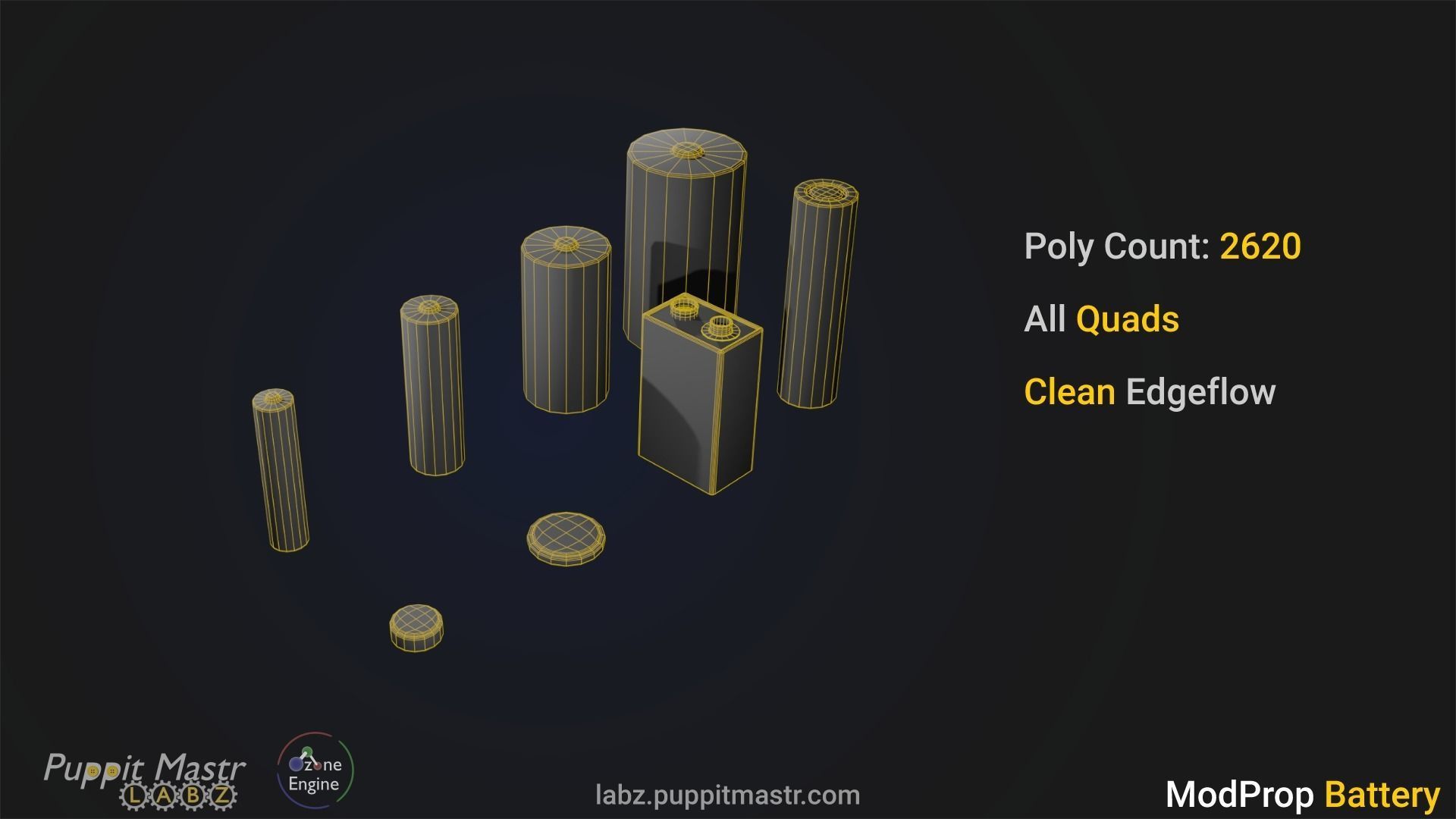 ModProp Battery Collection Low-poly 3D model_3