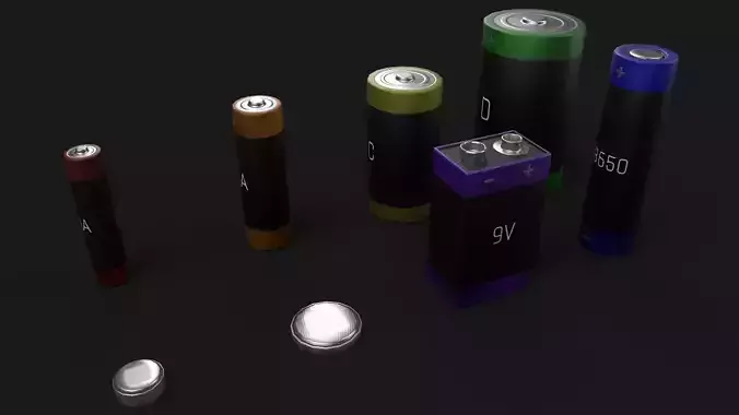 ModProp Battery Collection Low-poly 3D model