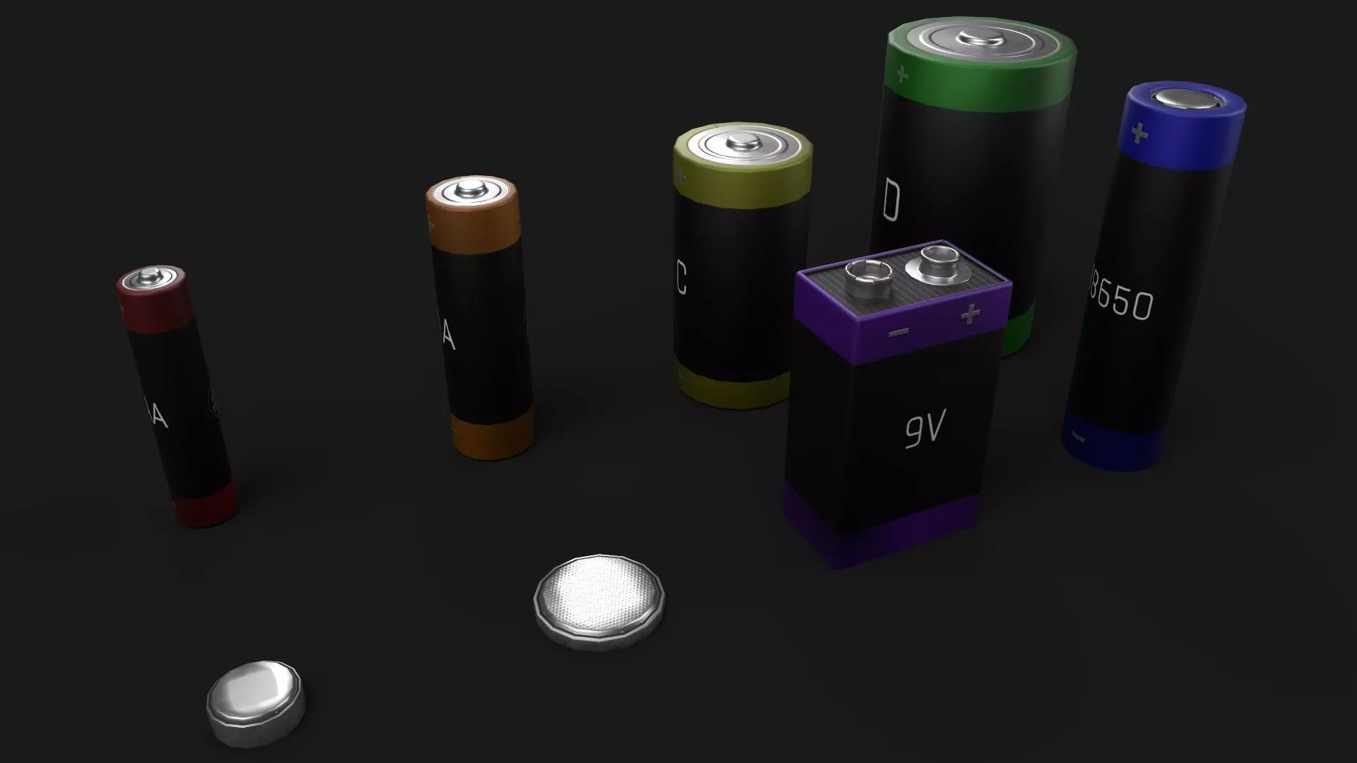 ModProp Battery Collection Low-poly 3D model_0