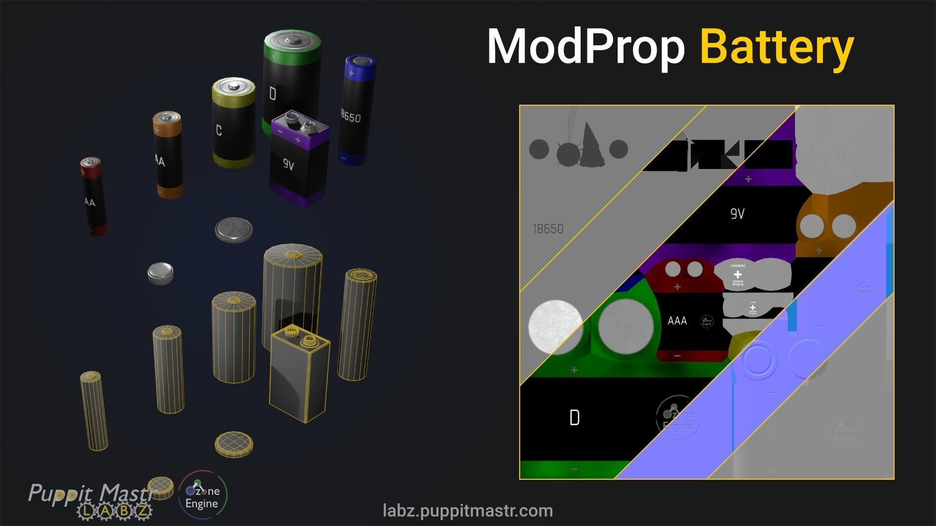ModProp Battery Collection Low-poly 3D model_1