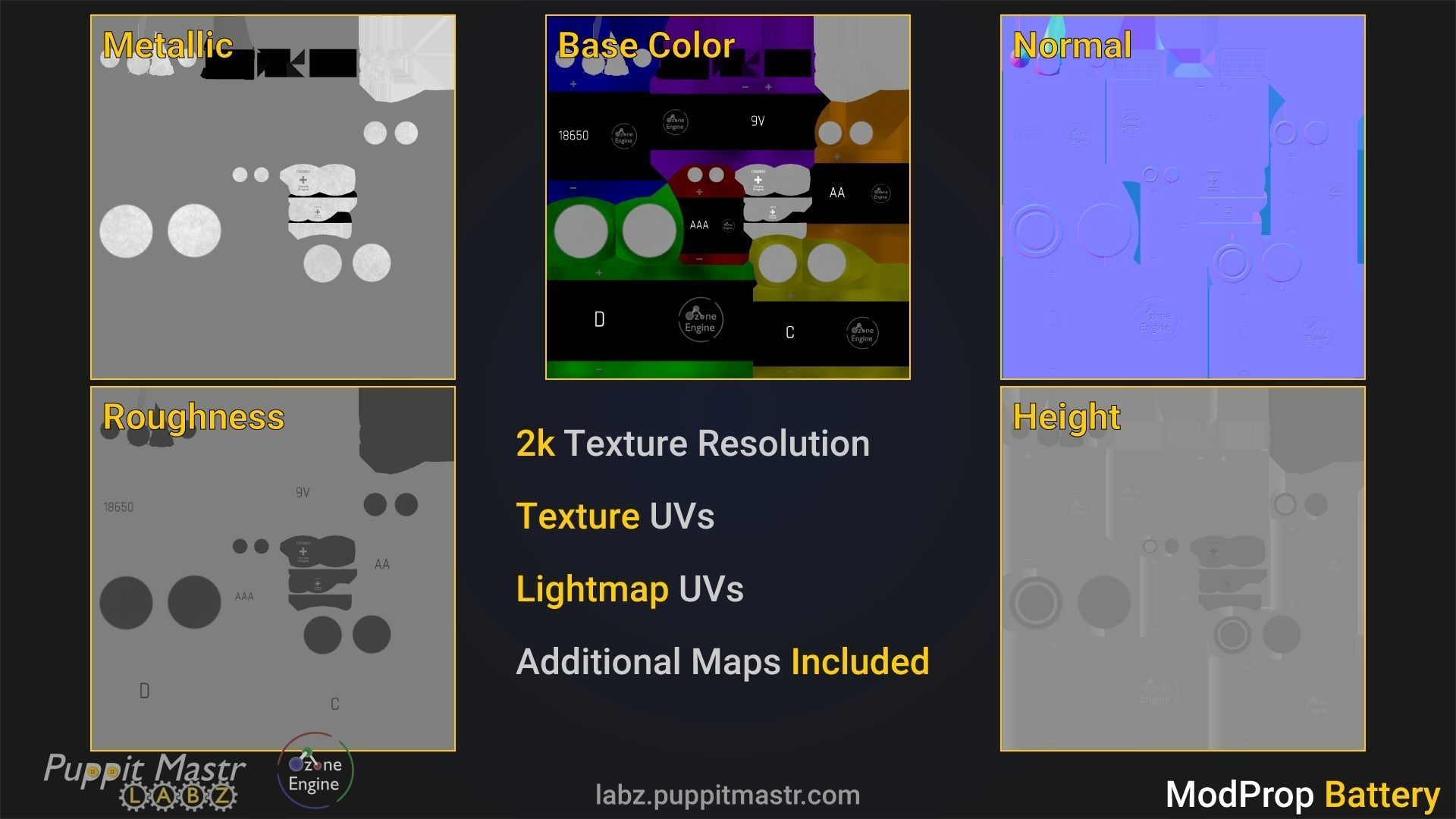ModProp Battery Collection Low-poly 3D model_4