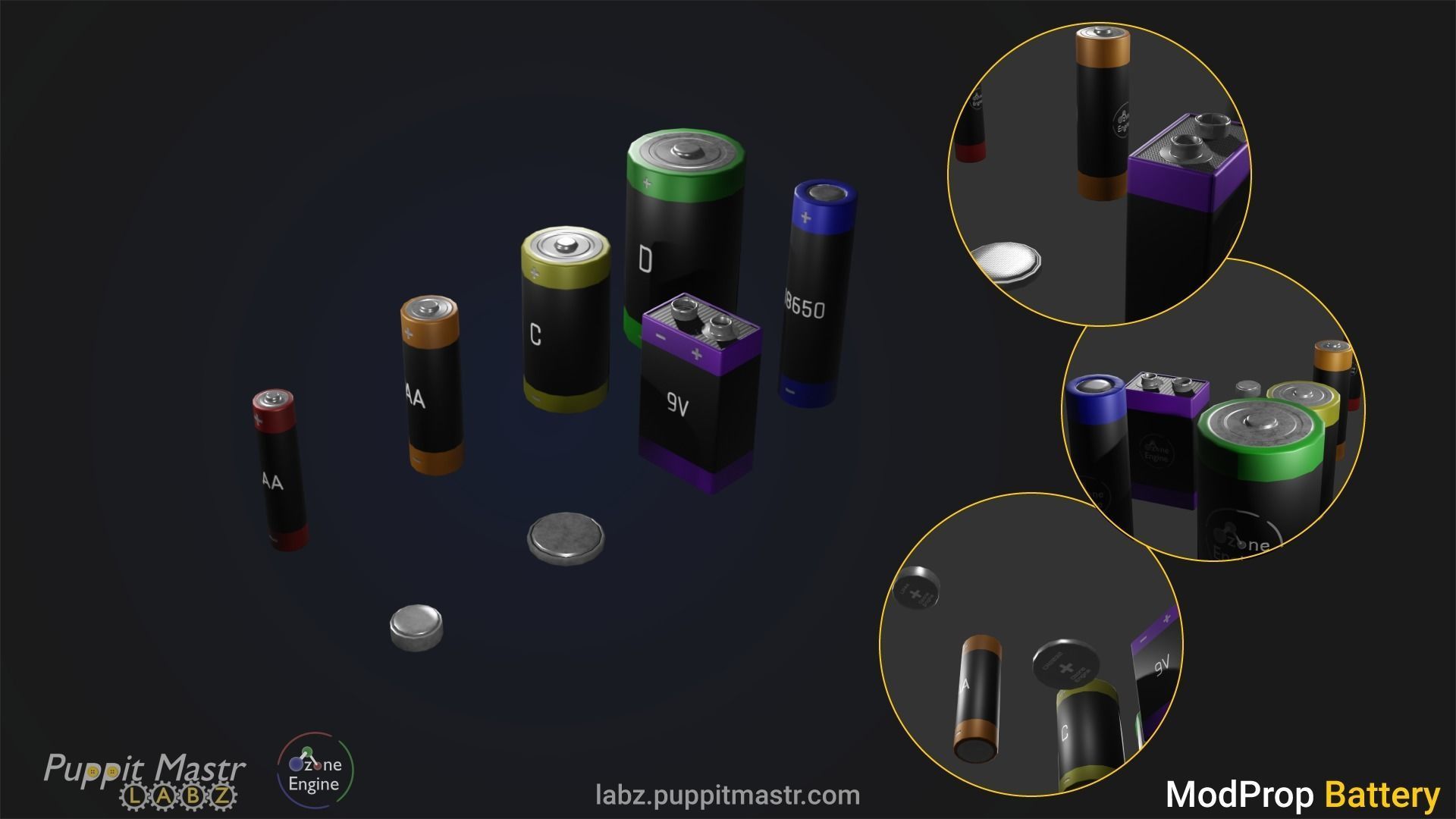 ModProp Battery Collection Low-poly 3D model_2
