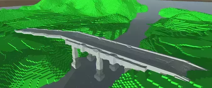 Voxel Bridge Low-poly 3D model