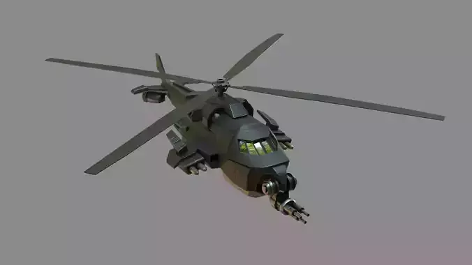 Scifi Helicopter Low-poly 3D model