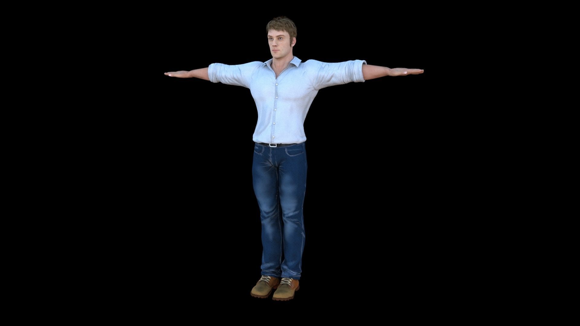 Human game ready rigged Low-poly 3D model_1
