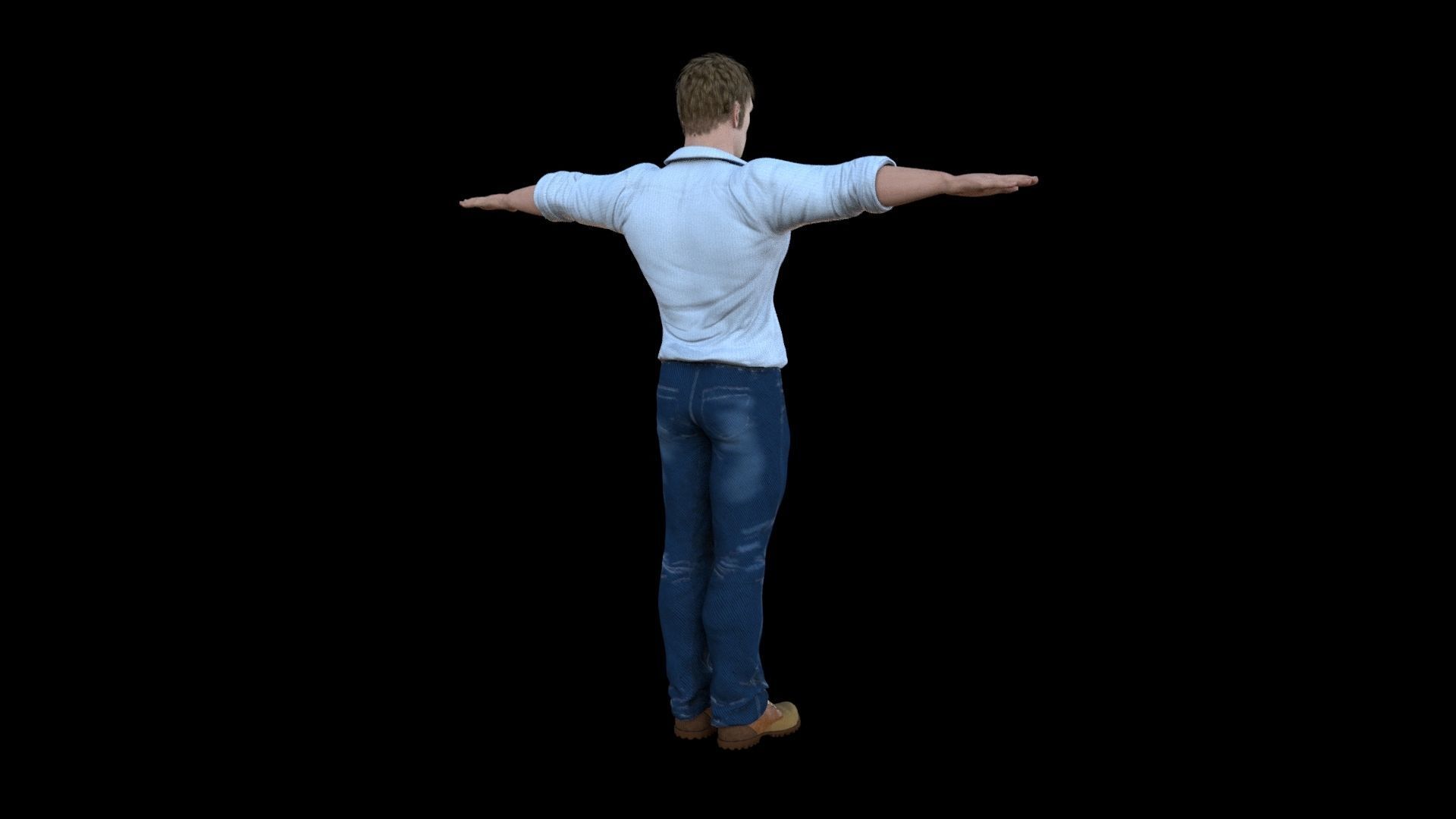 Human game ready rigged Low-poly 3D model_4
