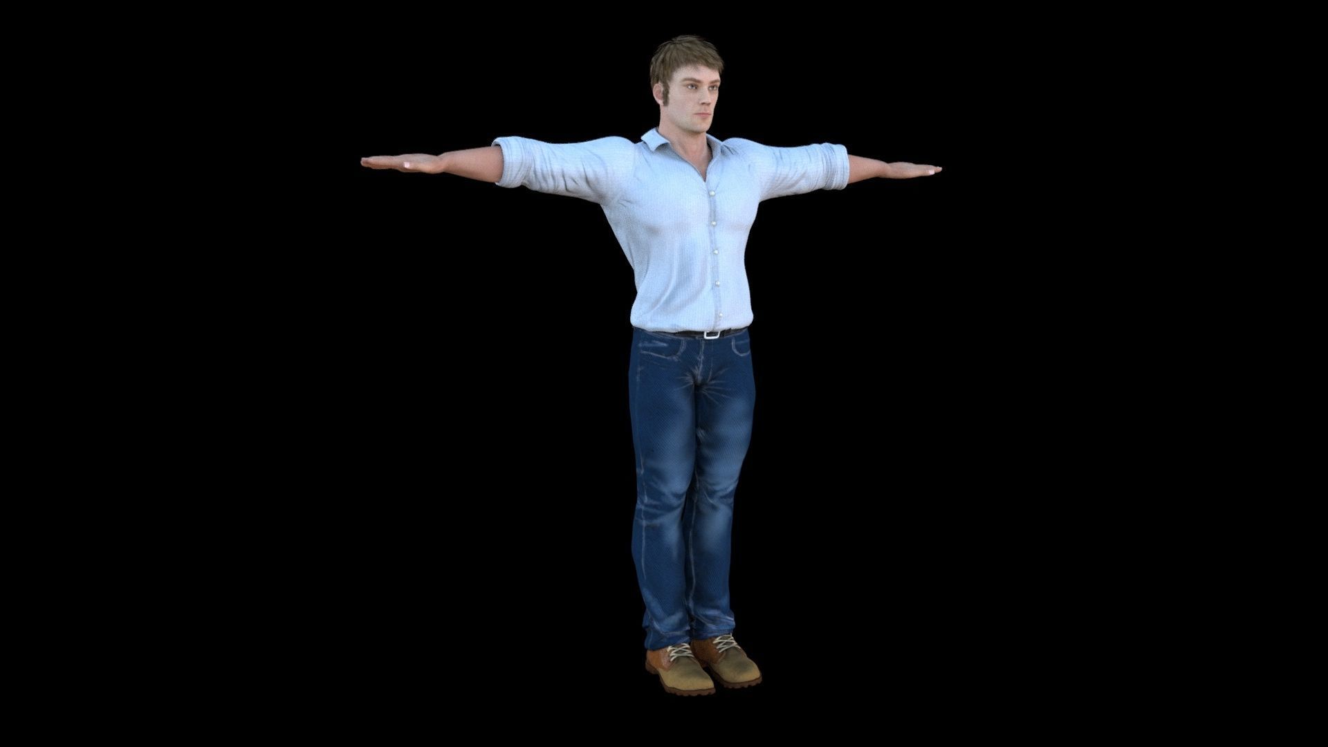 Human game ready rigged Low-poly 3D model_2