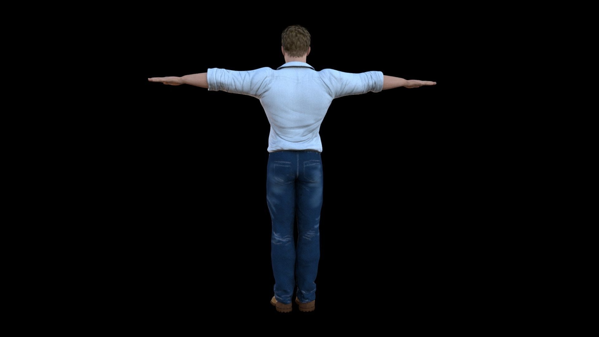 Human game ready rigged Low-poly 3D model_5