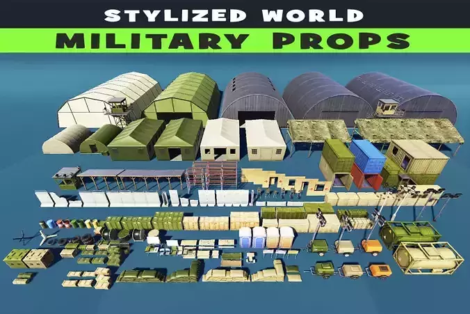 Military Supplies Stylized Low-poly 3D model