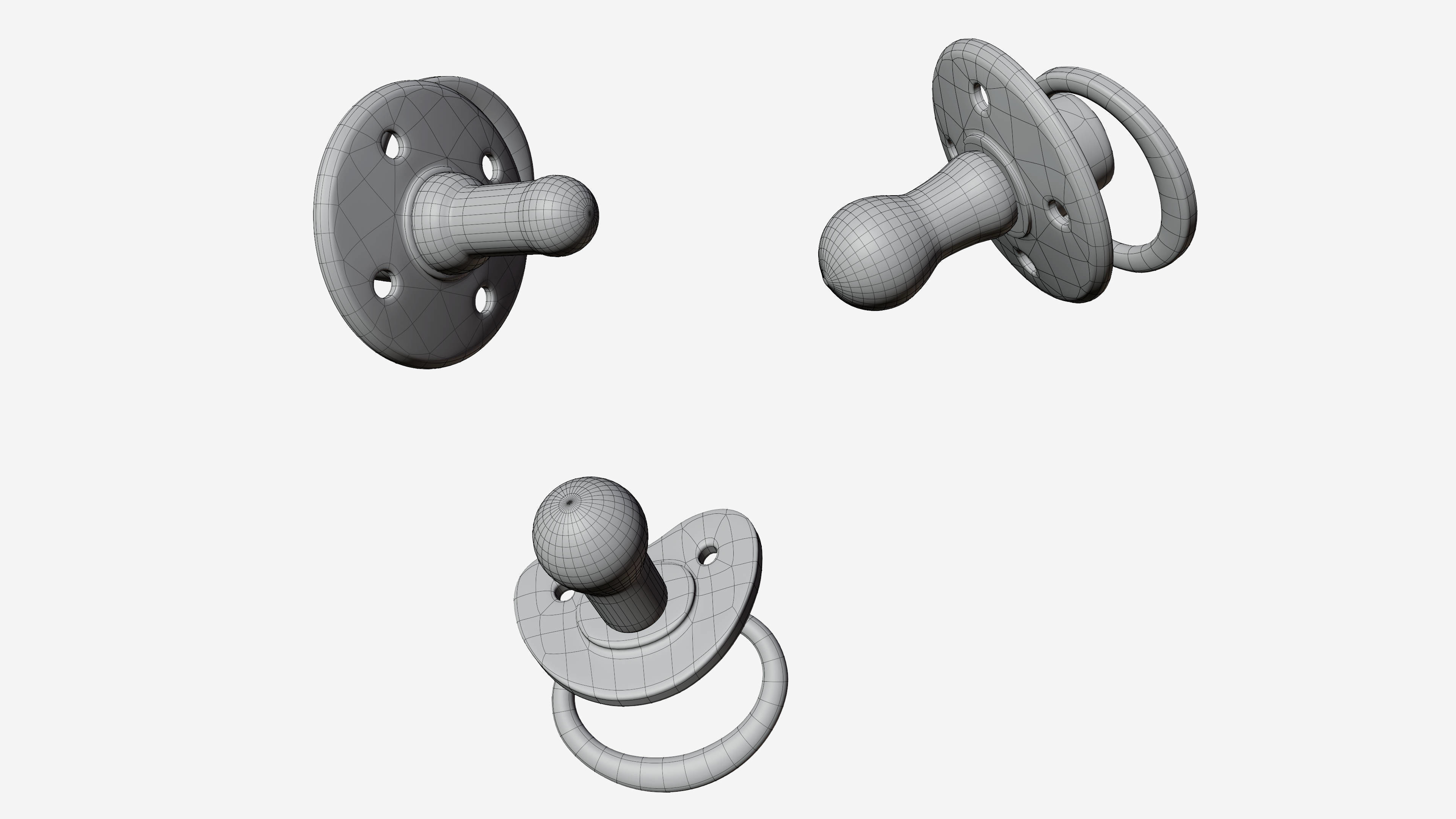 Pacifier three pacifiers 3D model_9