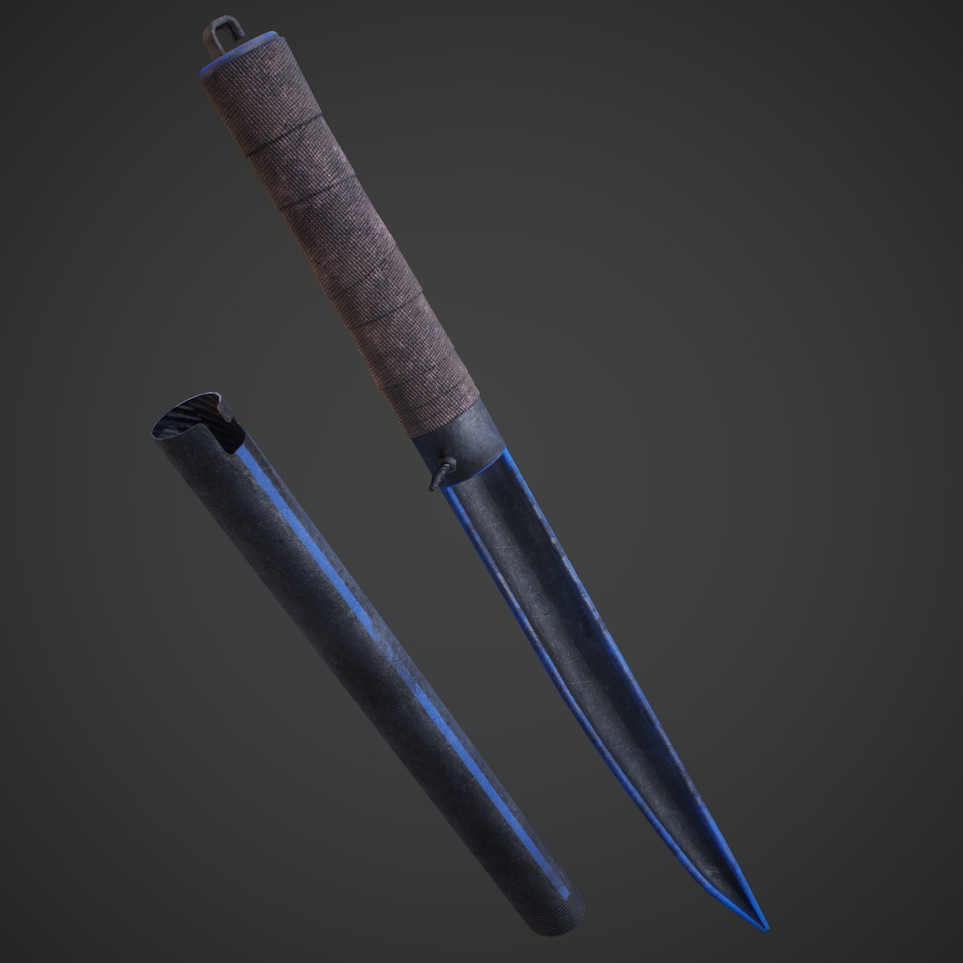 A knife samurai sword 3D model_3