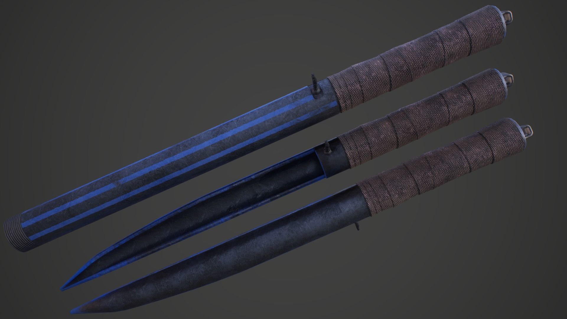 A knife samurai sword 3D model_2