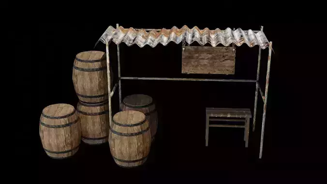 Old ancient rest place low-poly game asset