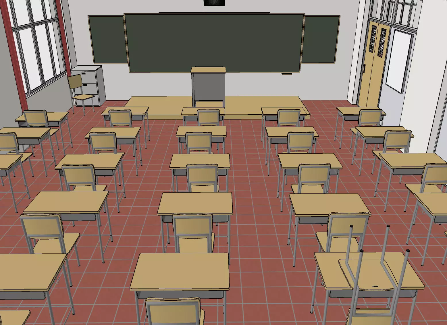 Office-Teaching Building-Canteen 12 3D model_0