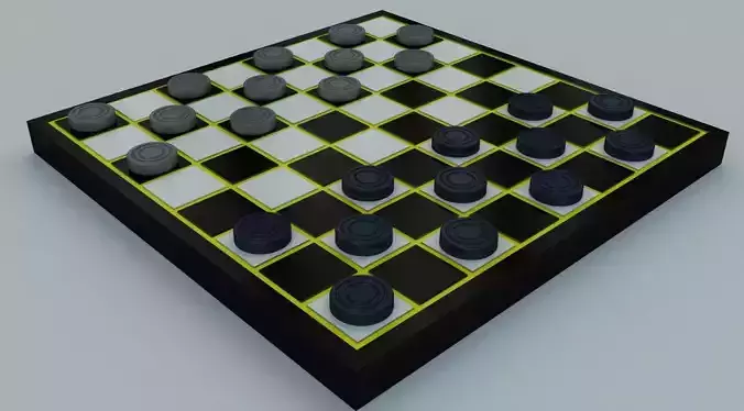 Checkers 3d Model Board Game