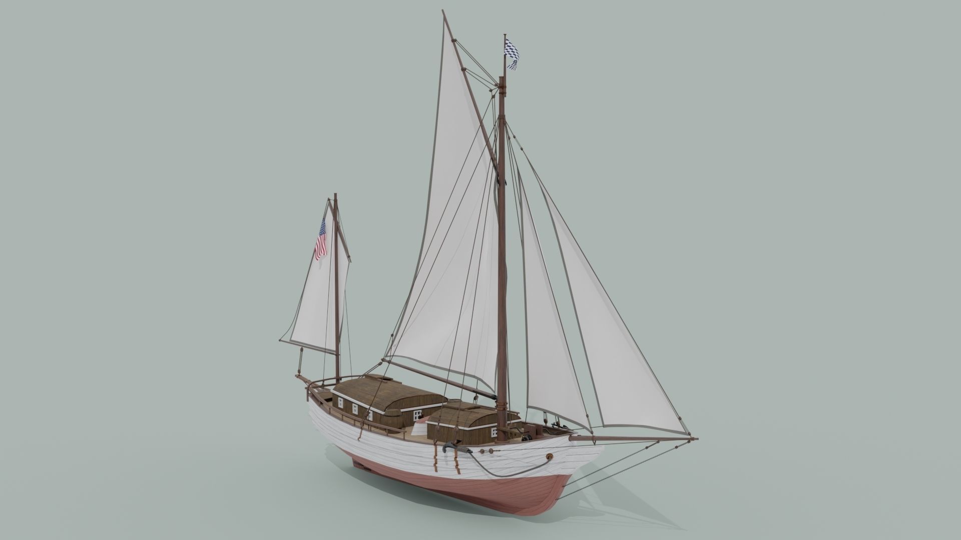 Oyster sloop Spray 3D model_1