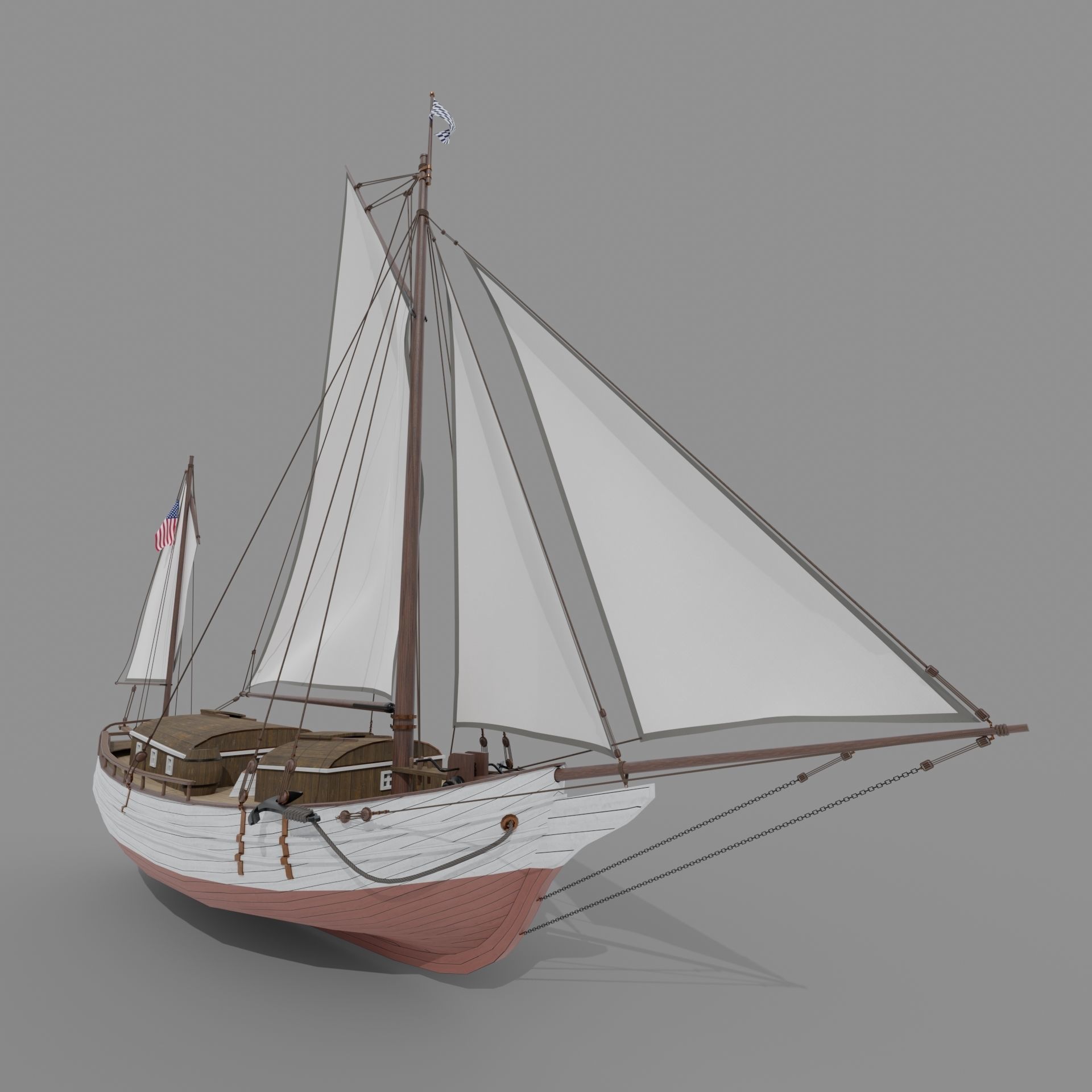 Oyster sloop Spray 3D model_0