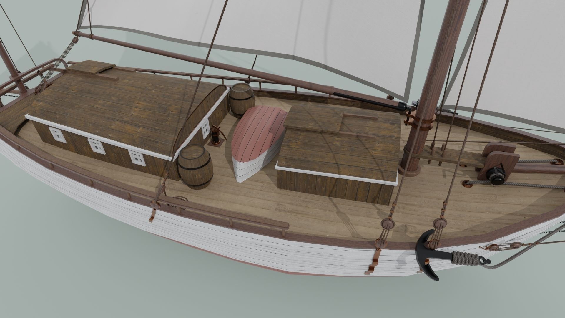 Oyster sloop Spray 3D model_12