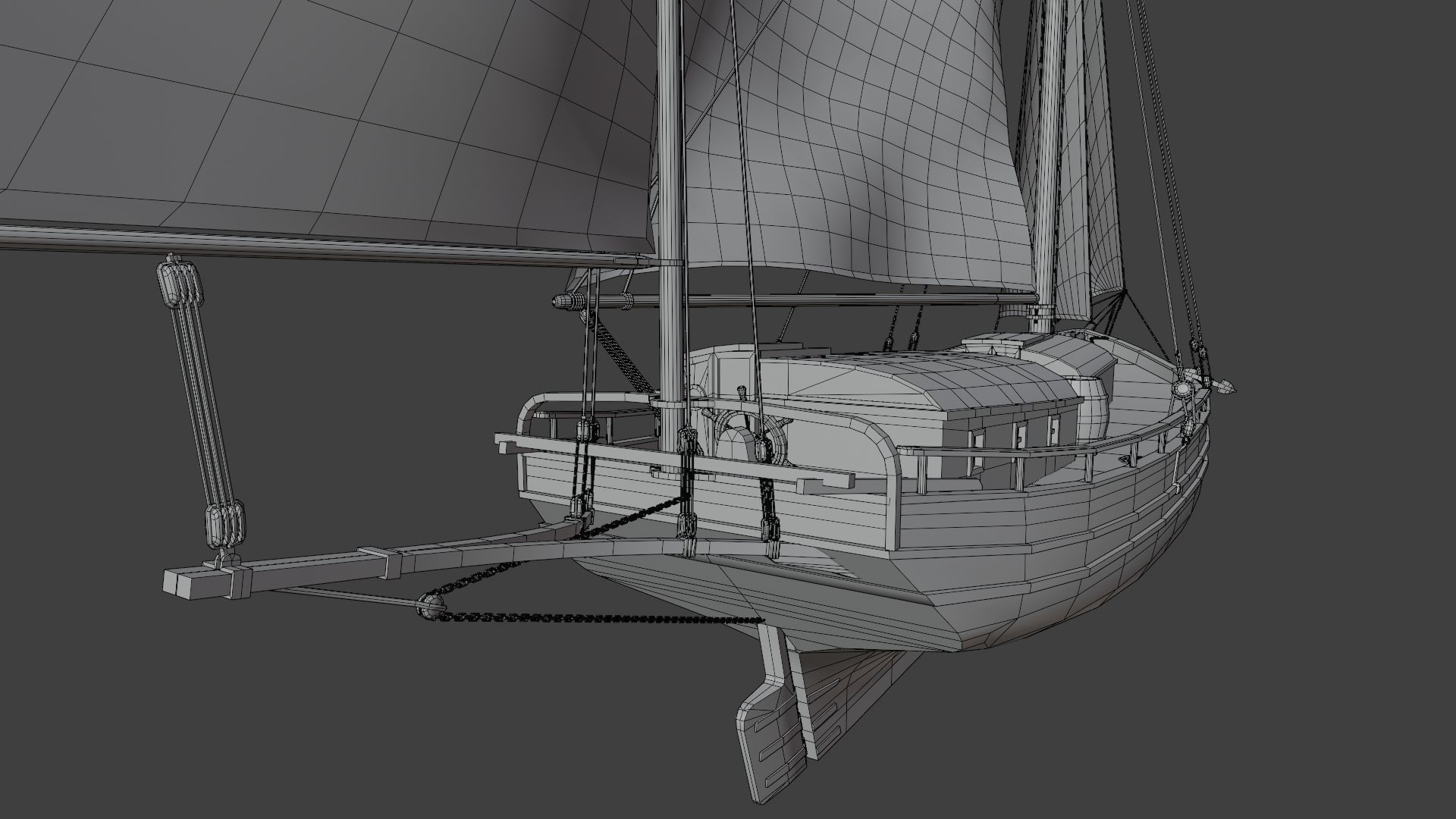 Oyster sloop Spray 3D model_23