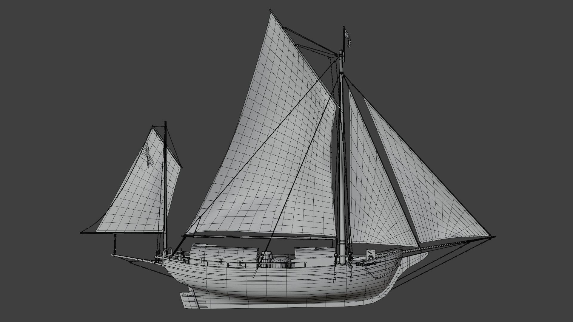 Oyster sloop Spray 3D model_22