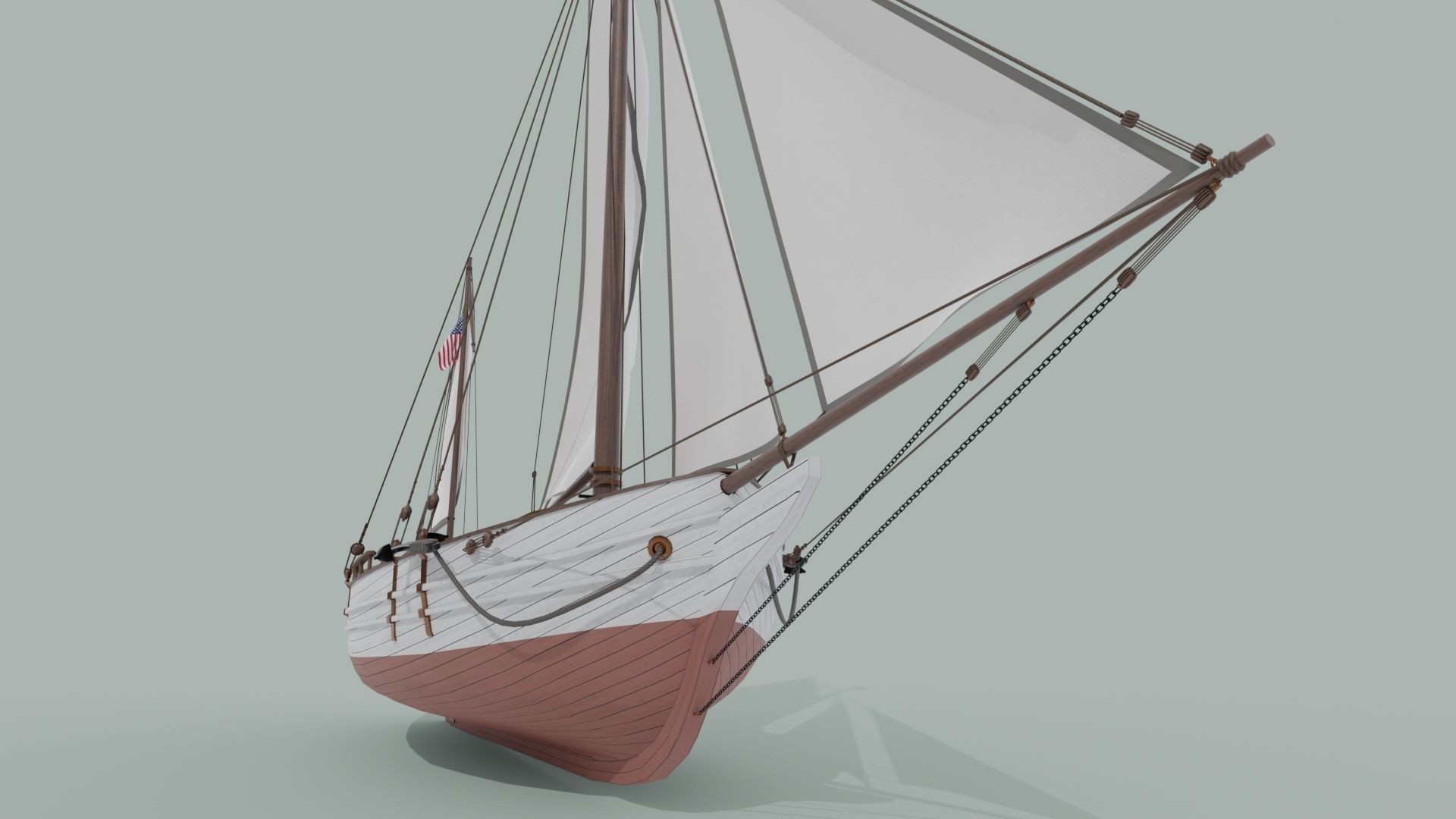Oyster sloop Spray 3D model_9
